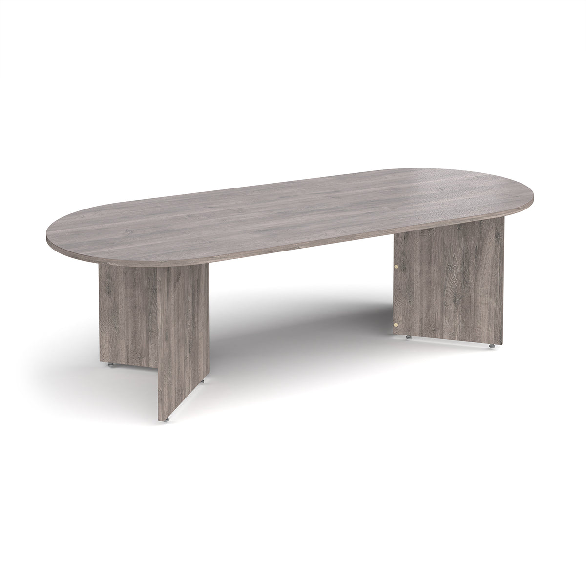 Arrow head leg radial end boardroom table 2400mm x 1000mm - Grey Oak - view 1