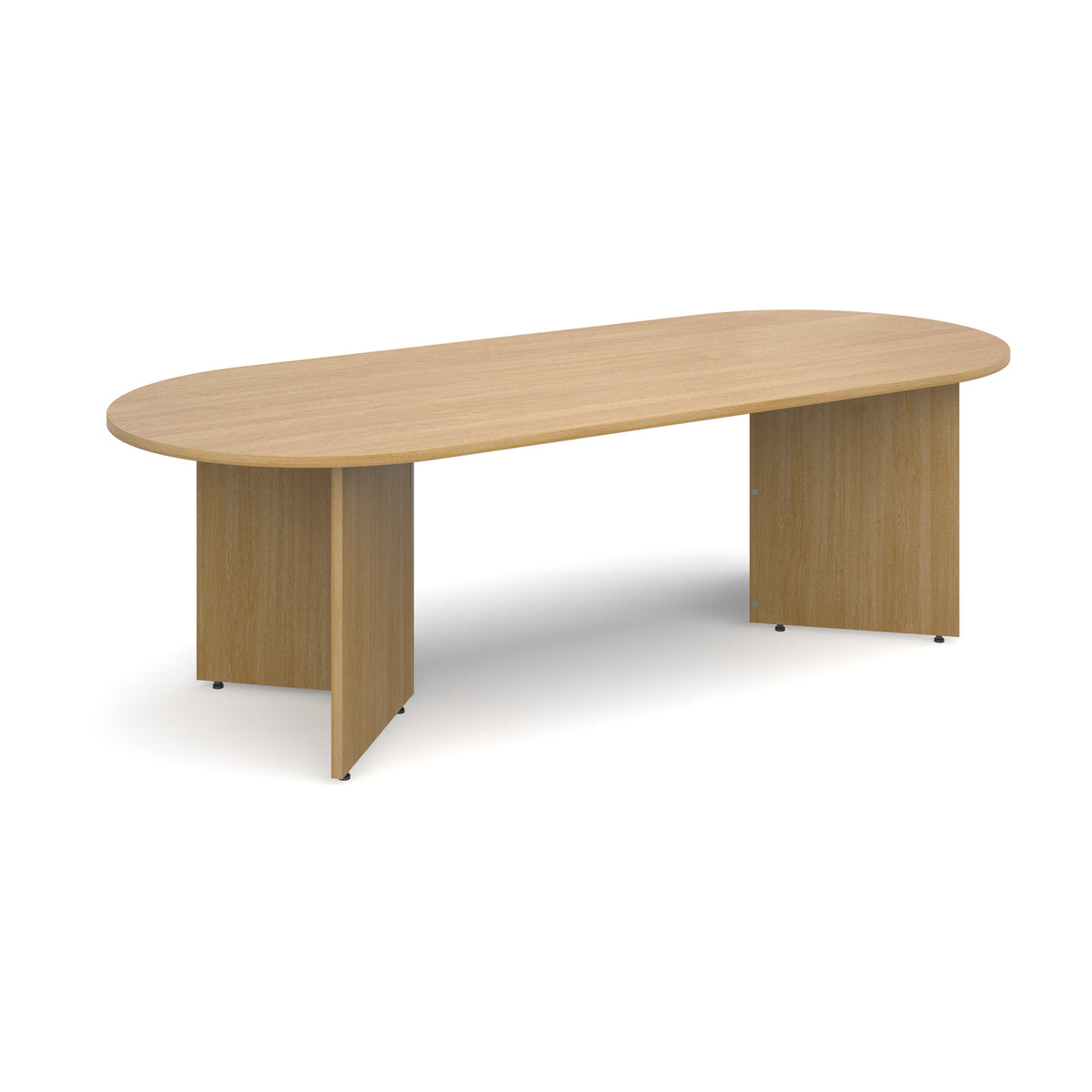 Arrow head leg radial end boardroom table 2400mm x 1000mm - oak - view 1