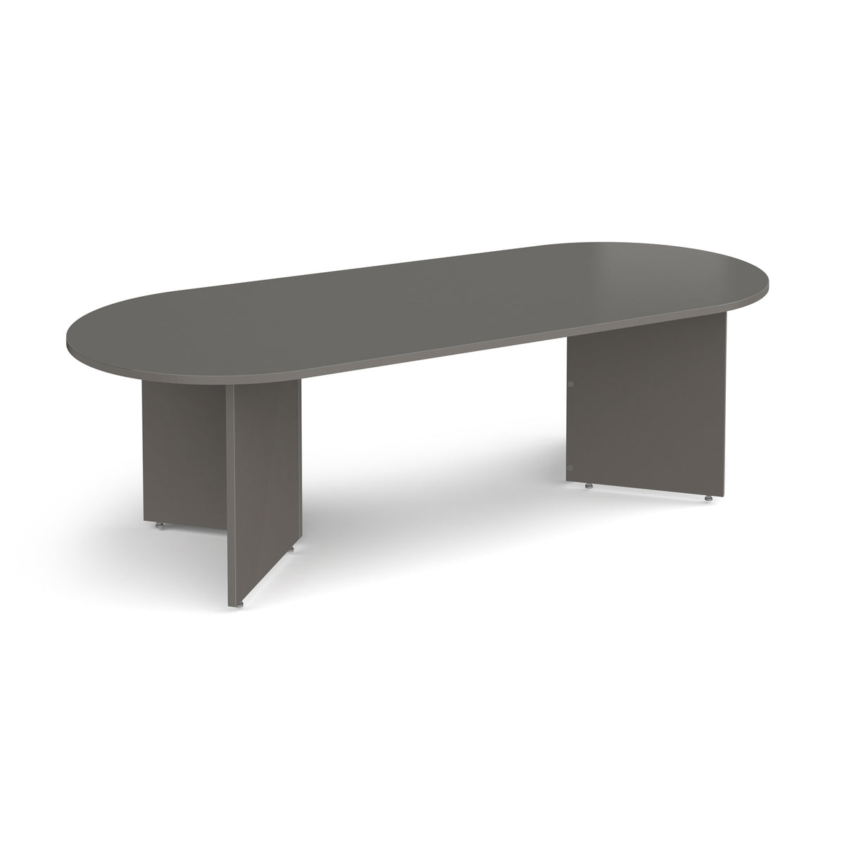 Arrow head leg radial end boardroom table 2400mm x 1000mm - Onyx Grey - view 1