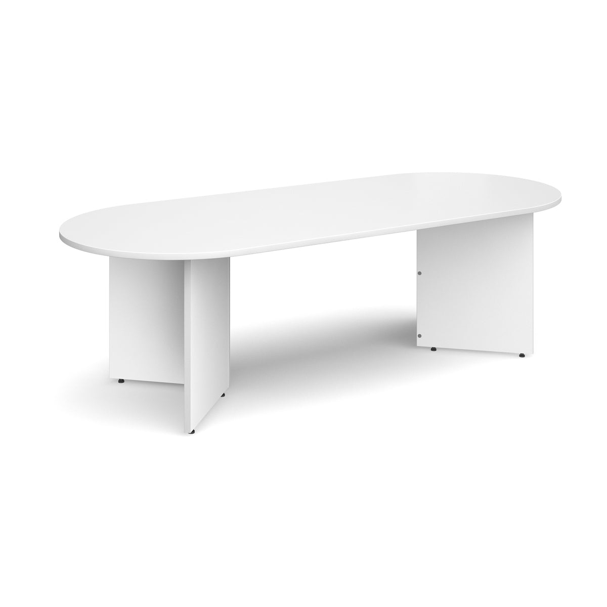Arrow head leg radial end boardroom table 2400mm x 1000mm - white - view 1