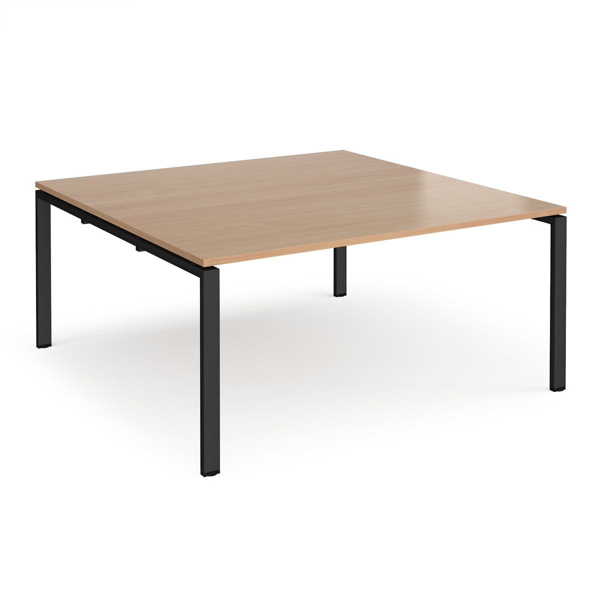 Adapt boardroom table starter unit 1600mm x 1600mm - black frame, Beech top - view 1