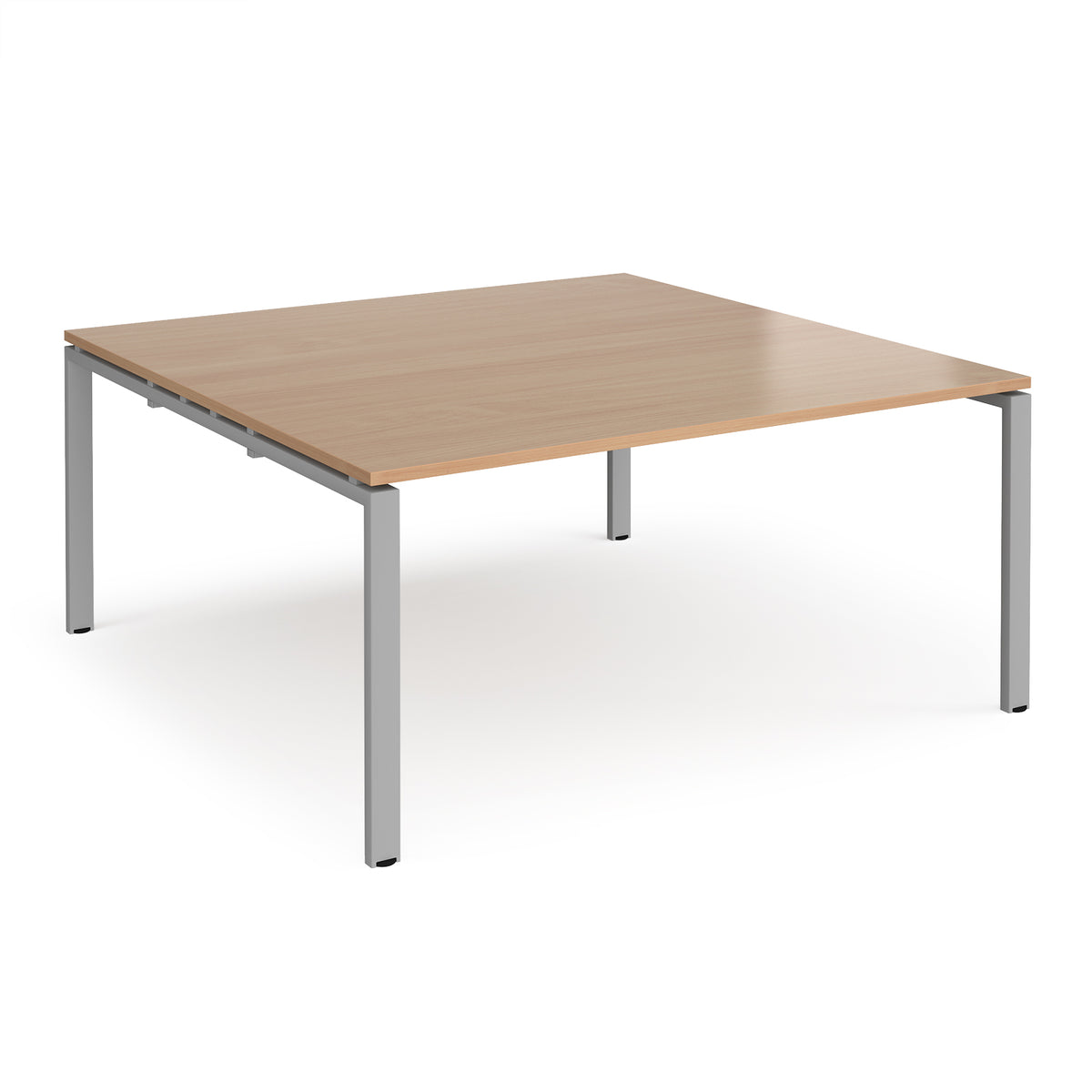 Adapt boardroom table starter unit 1600mm x 1600mm - silver frame, Beech top - view 1