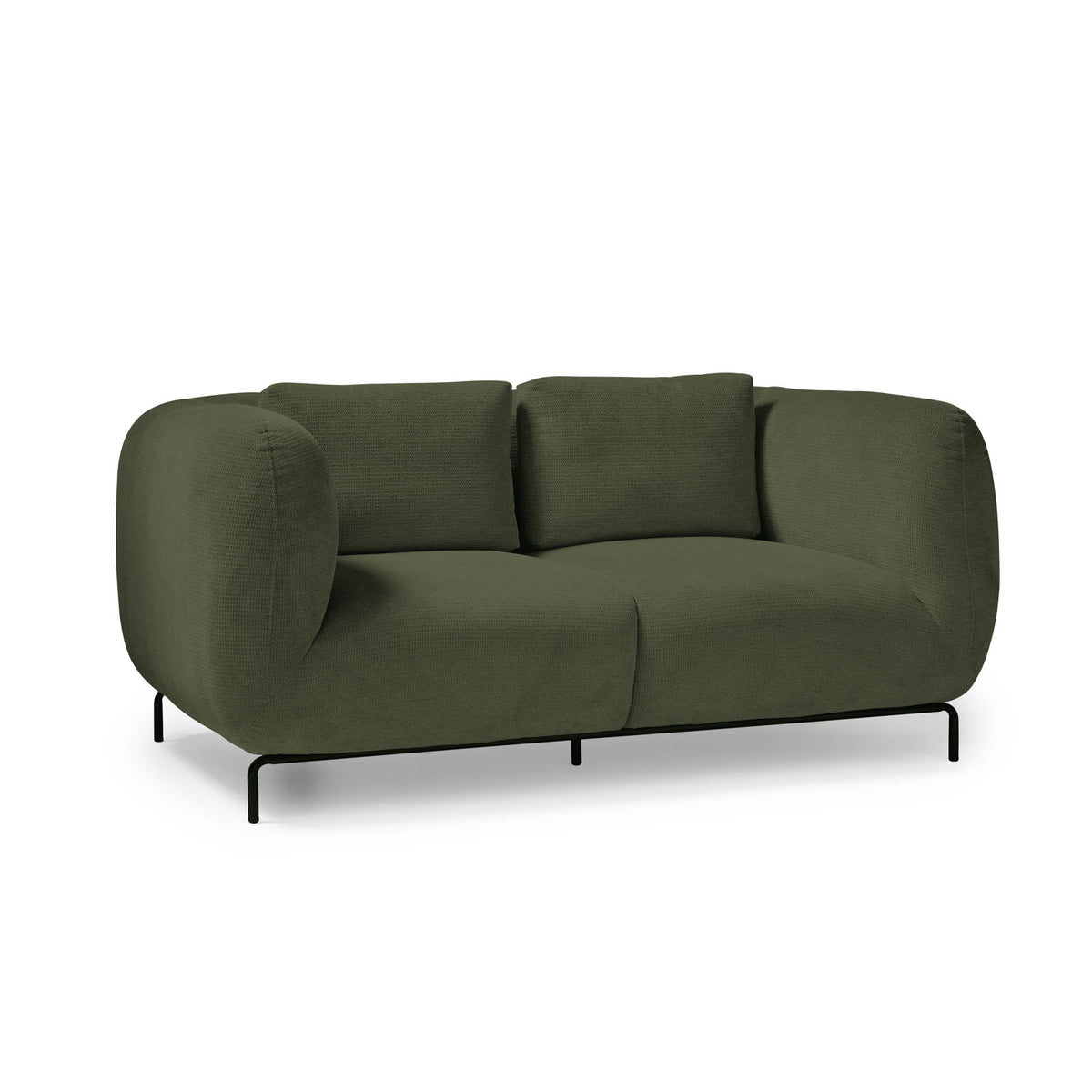Ebony two seater sofa chair in olive green - view 1