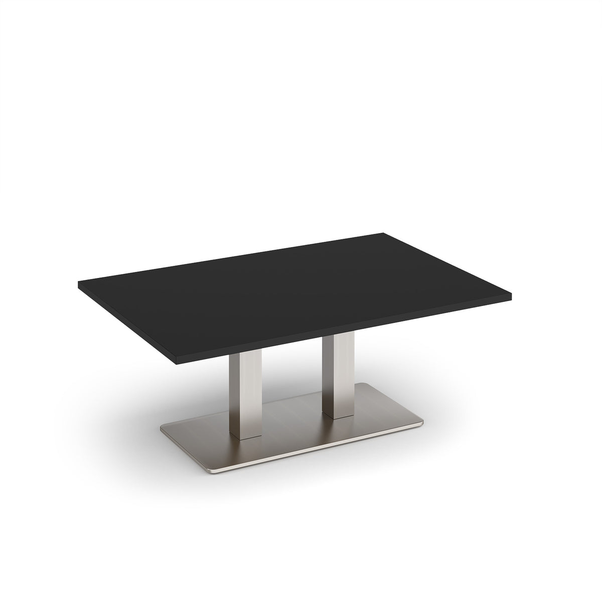 Eros rectangular coffee table with flat brushed steel rectangular base and twin uprights 1200mm x 800mm - Black - view 1