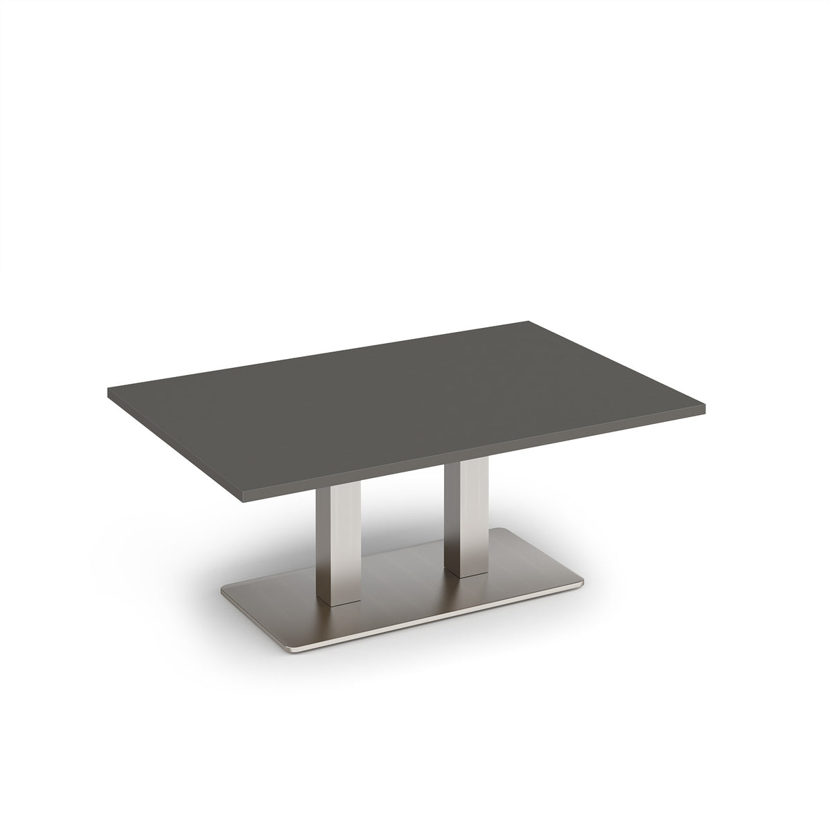 Eros rectangular coffee table with flat brushed steel rectangular base and twin uprights 1200mm x 800mm - Onyx Grey - view 1
