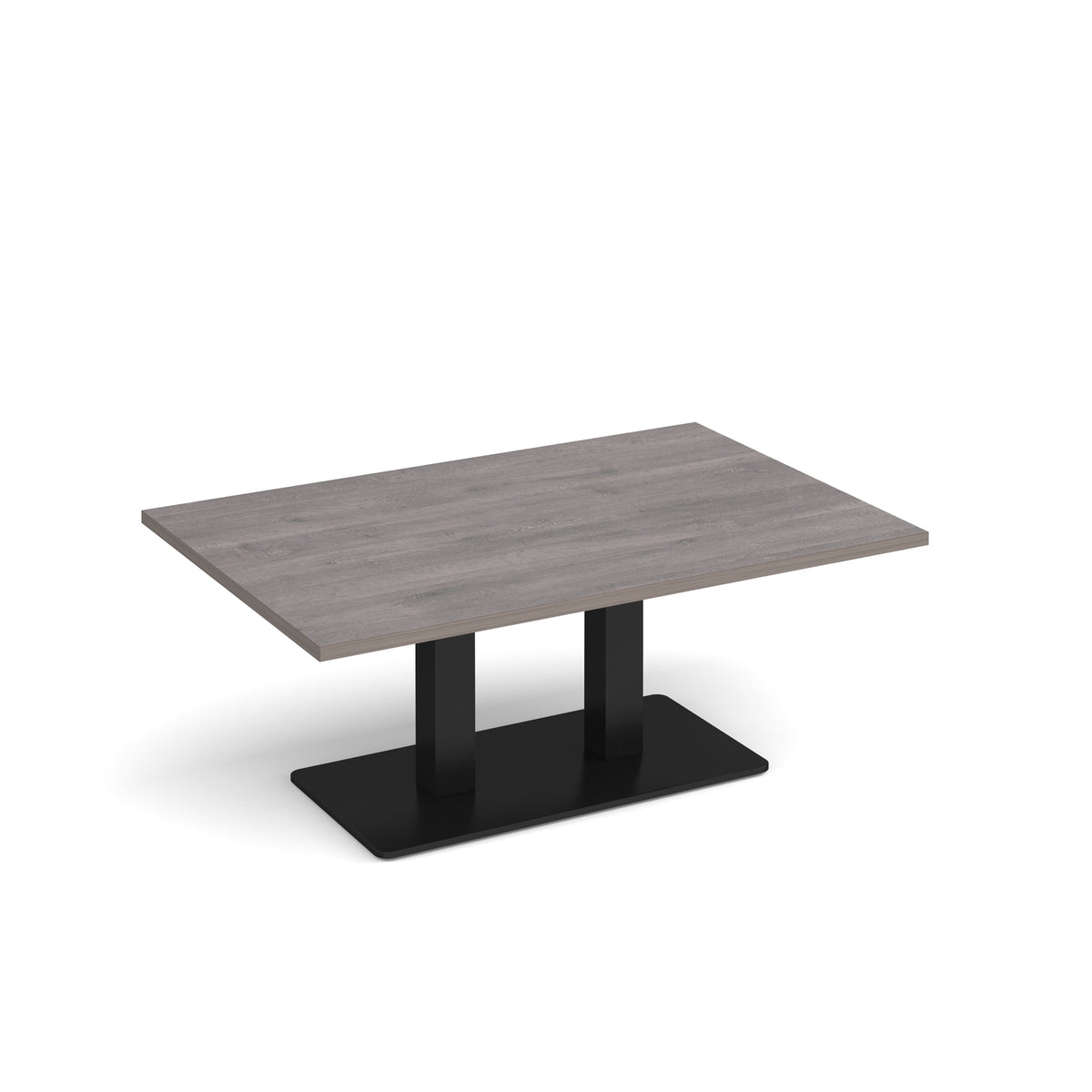 Eros rectangular coffee table with flat black rectangular base and twin uprights 1200mm x 800mm - Grey Oak - view 1