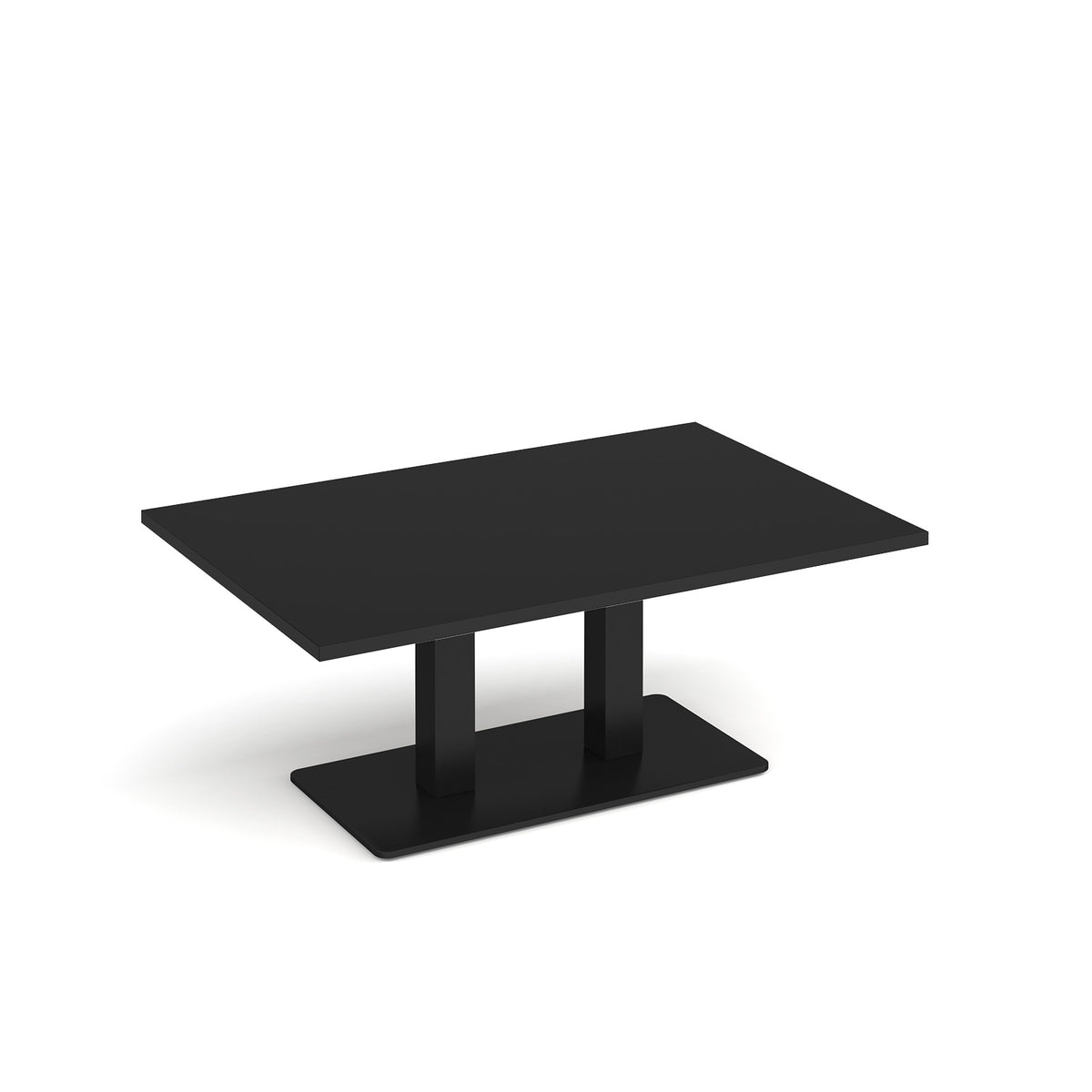 Eros rectangular coffee table with flat black rectangular base and twin uprights 1200mm x 800mm - Onyx Grey - view 1