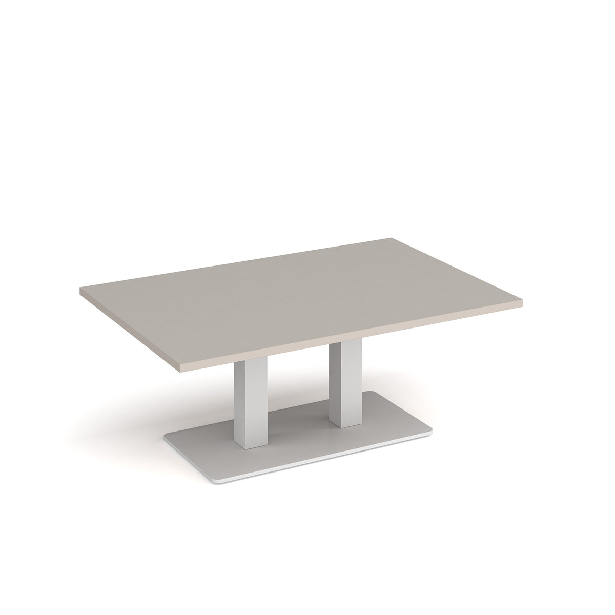 Eros rectangular coffee table with flat white rectangular base and twin uprights 1200mm x 800mm - Light Grey - view 1