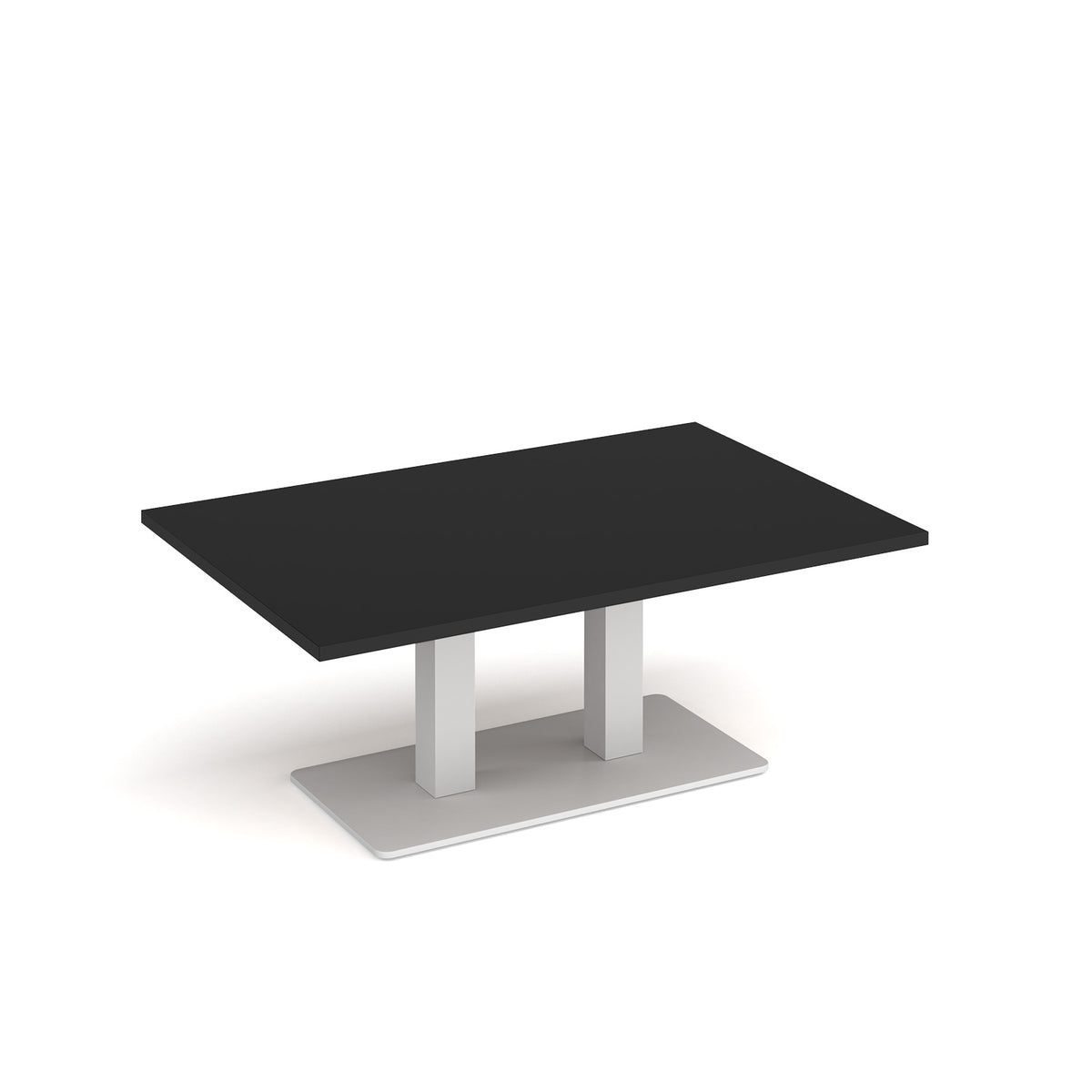 Eros rectangular coffee table with flat white rectangular base and twin uprights 1200mm x 800mm - Onyx Grey - view 1