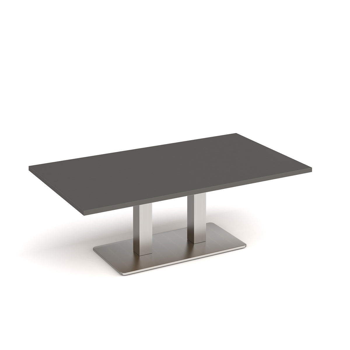 Eros rectangular coffee table with flat brushed steel rectangular base and twin uprights 1400mm x 800mm - Onyx Grey - view 1