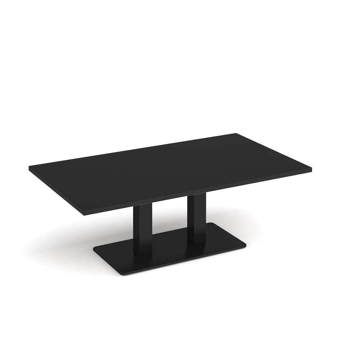 Eros rectangular coffee table with flat black rectangular base and twin uprights 1400mm x 800mm - Black - view 1