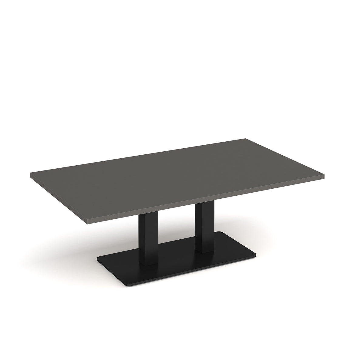 Eros rectangular coffee table with flat black rectangular base and twin uprights 1400mm x 800mm - Onyx Grey - view 1