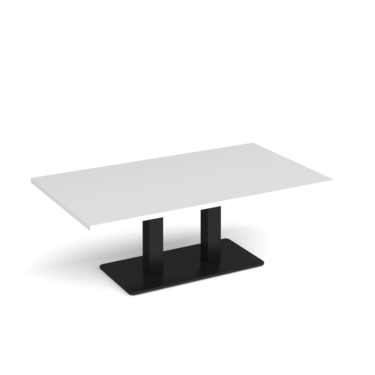 Eros rectangular coffee table with flat black rectangular base and twin uprights 1400mm x 800mm - white - view 1