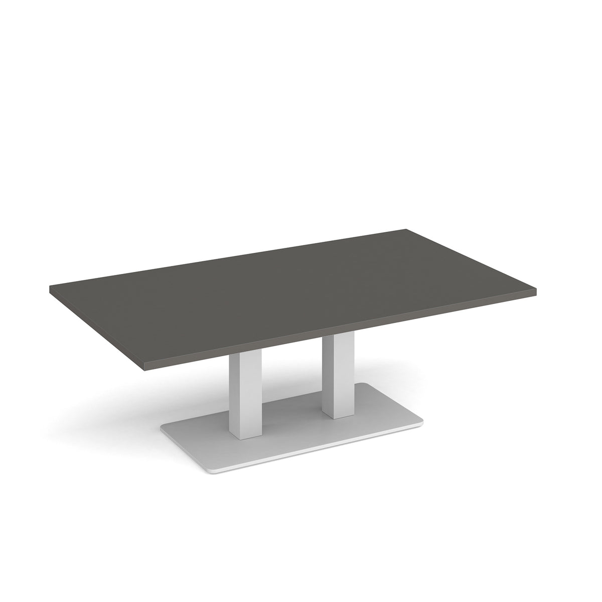 Eros rectangular coffee table with flat white rectangular base and twin uprights 1400mm x 800mm - Onyx Grey - view 1