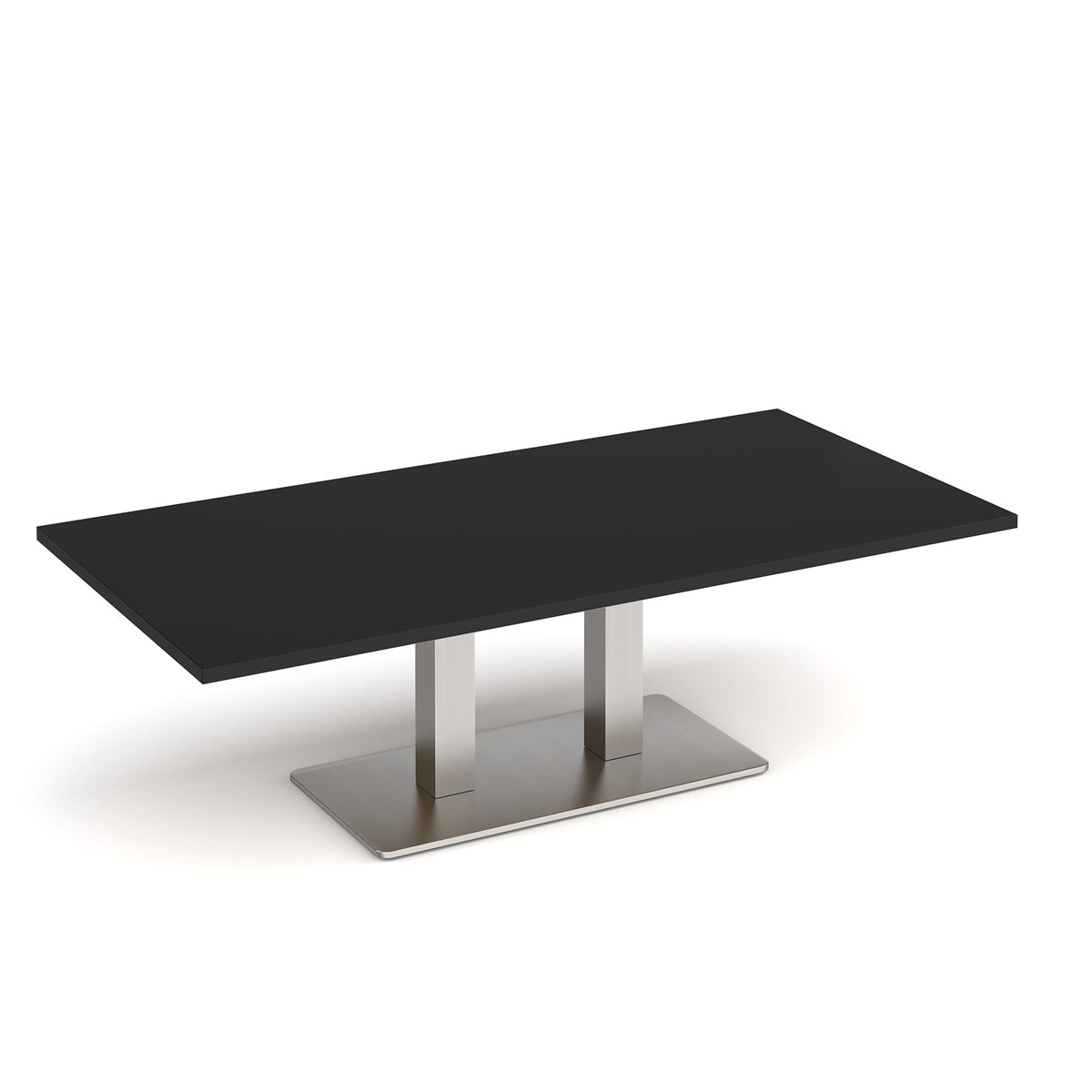 Eros rectangular coffee table with flat brushed steel rectangular base and twin uprights 1600mm x 800mm - Black - view 1