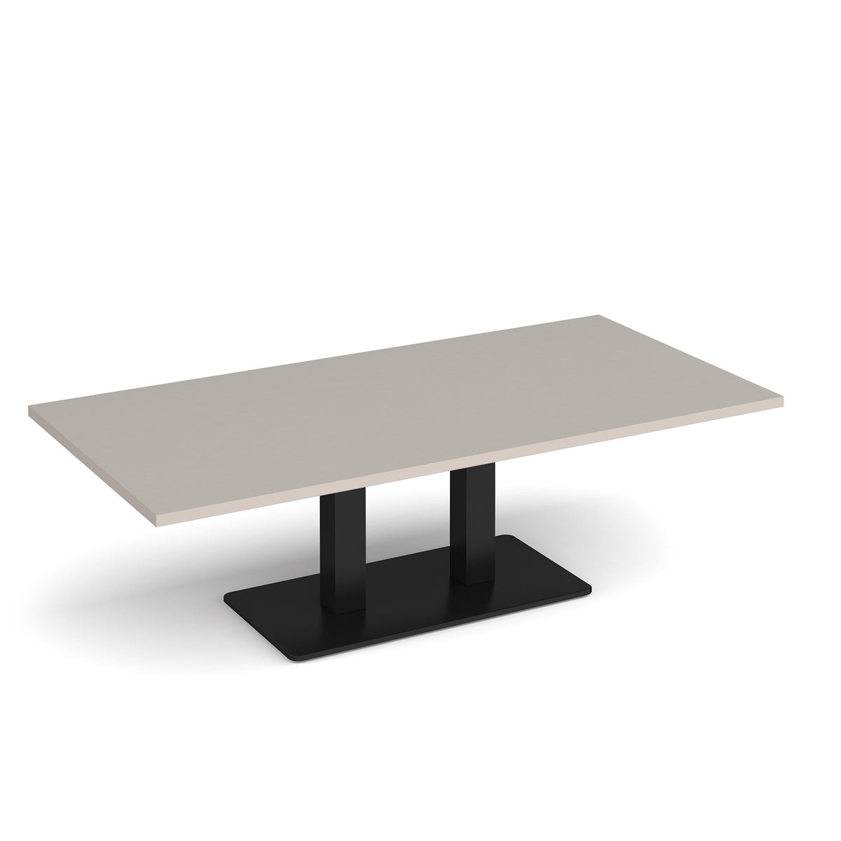 Eros rectangular coffee table with flat black rectangular base and twin uprights 1600mm x 800mm - Light Grey - view 1