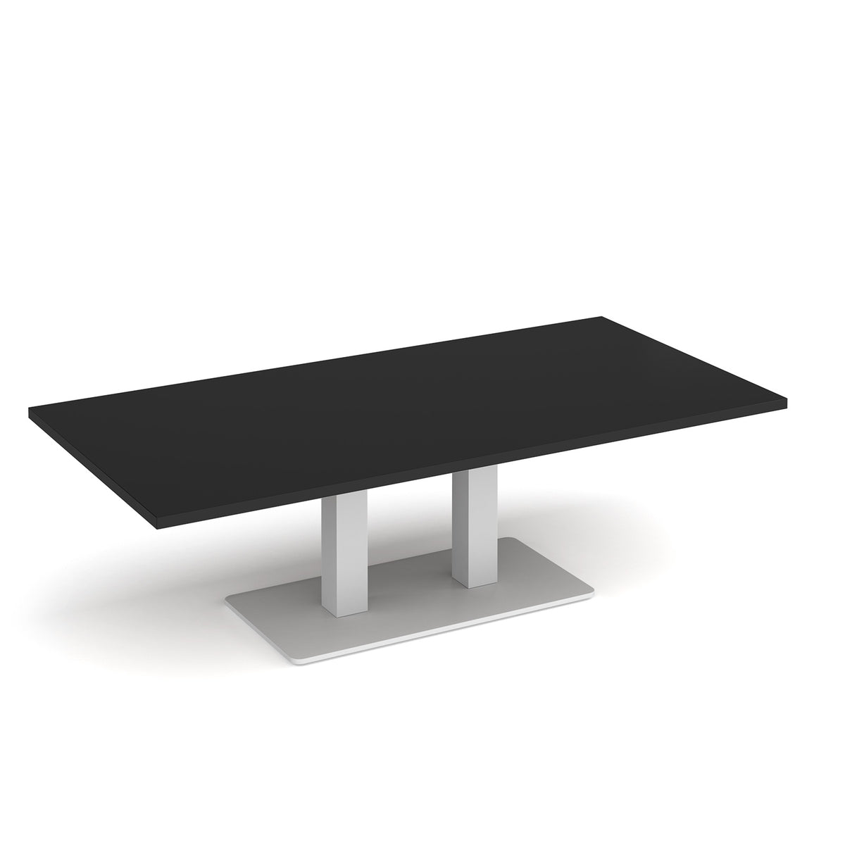 Eros rectangular coffee table with flat white rectangular base and twin uprights 1600mm x 800mm - Black - view 1