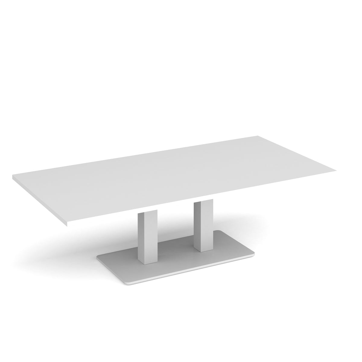 Eros rectangular coffee table with flat white rectangular base and twin uprights 1600mm x 800mm - white - view 1