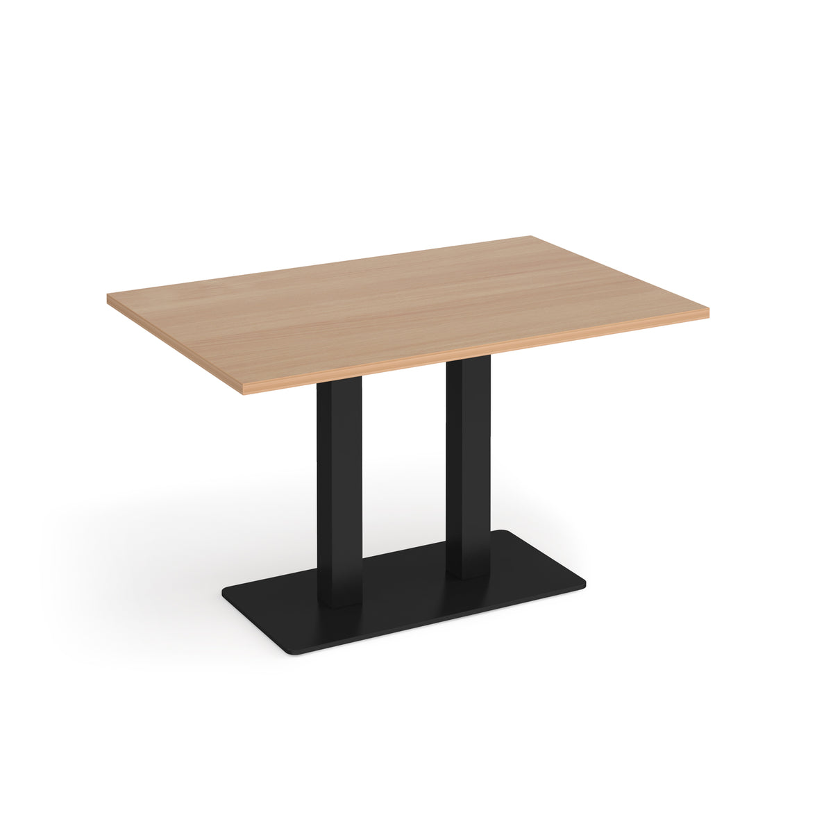 Eros rectangular dining table with flat black rectangular base and twin uprights 1200mm x 800mm - Beech - view 1