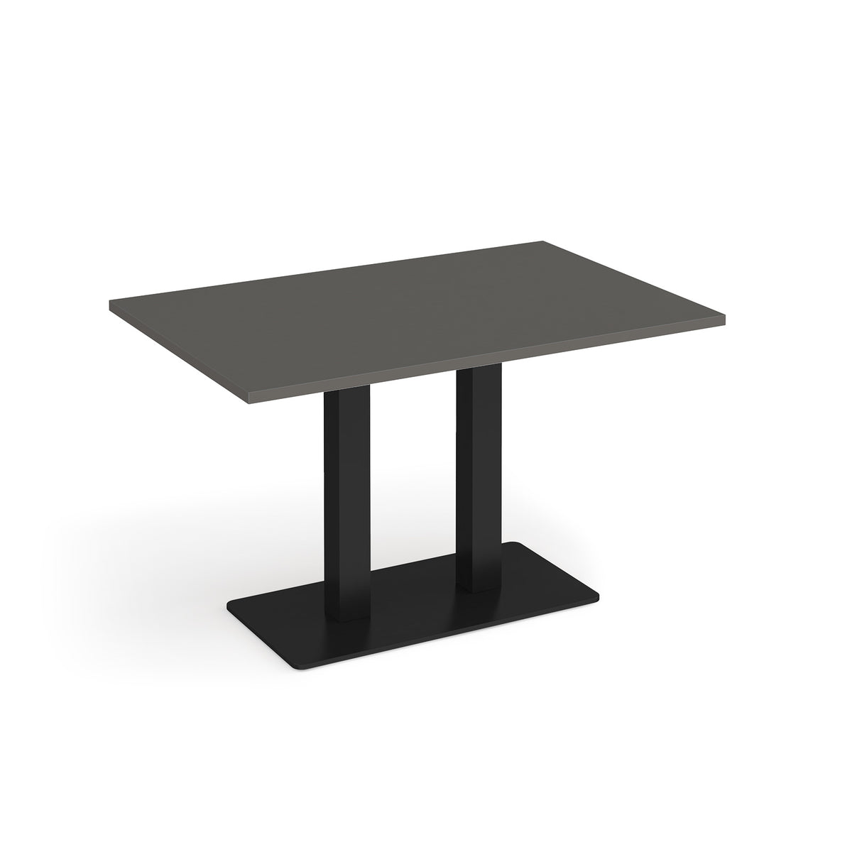 Eros rectangular dining table with flat black rectangular base and twin uprights 1200mm x 800mm - Onyx Grey - view 1