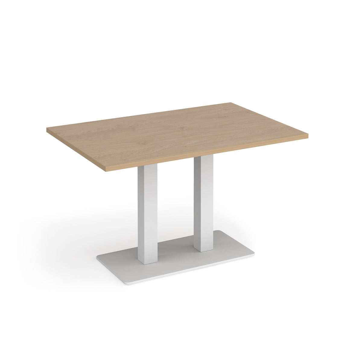 Eros rectangular dining table with flat white rectangular base and twin uprights 1200mm x 800mm - Kendal oak - view 1