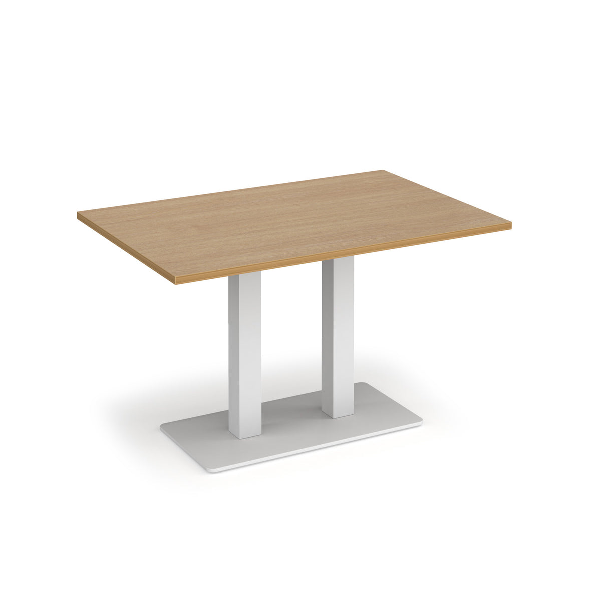 Eros rectangular dining table with flat white rectangular base and twin uprights 1200mm x 800mm - oak - view 1