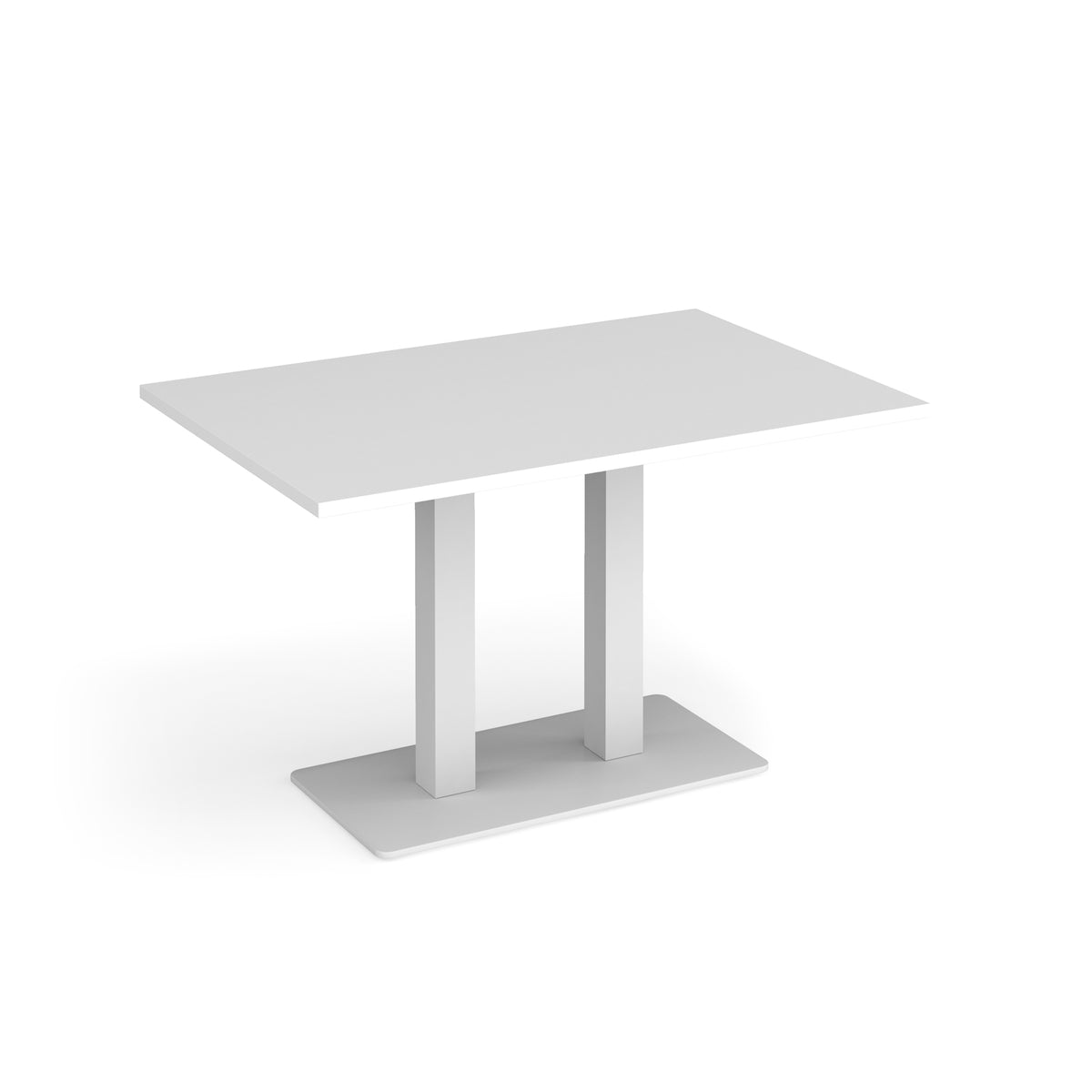 Eros rectangular dining table with flat white rectangular base and twin uprights 1200mm x 800mm - white - view 1