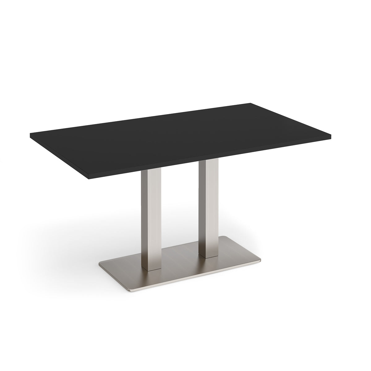 Eros rectangular dining table with flat brushed steel rectangular base and twin uprights 1400mm x 800mm - Black - view 1