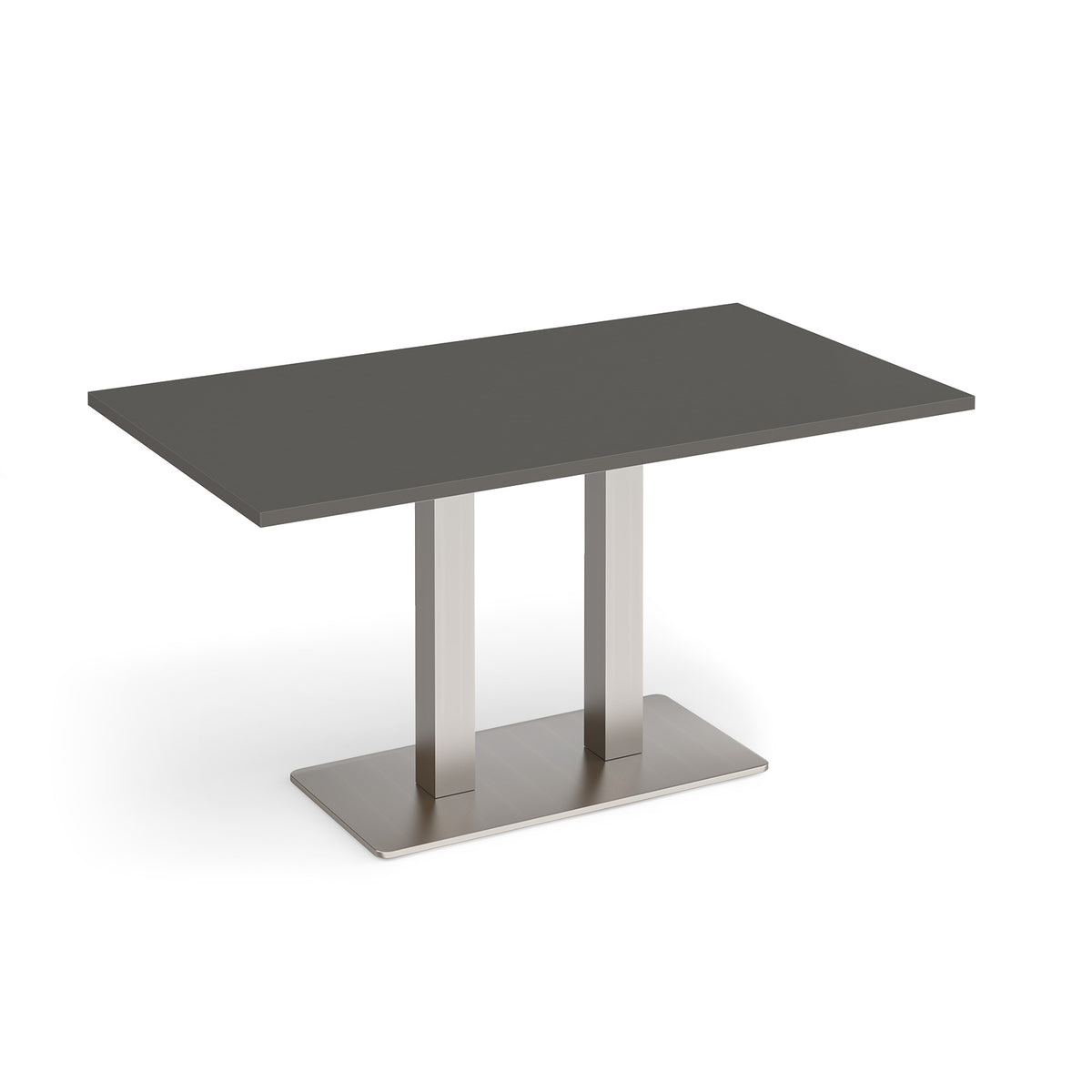 Eros rectangular dining table with flat brushed steel rectangular base and twin uprights 1400mm x 800mm - Onyx Grey - view 1