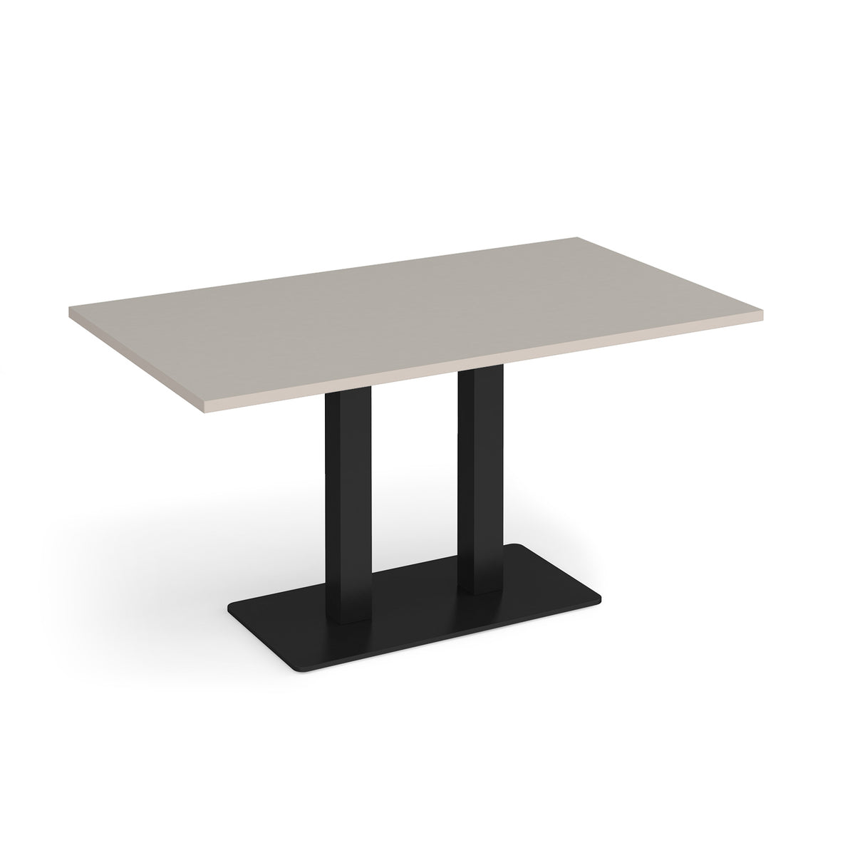Eros rectangular dining table with flat black rectangular base and twin uprights 1400mm x 800mm - Light Grey - view 1