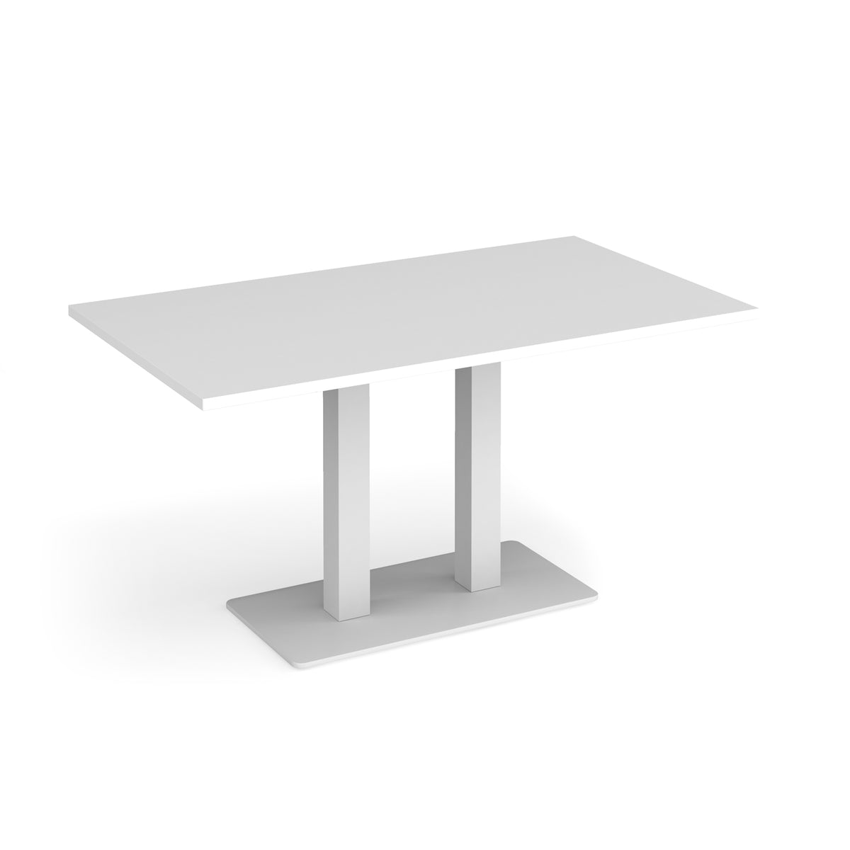 Eros rectangular dining table with flat white rectangular base and twin uprights 1400mm x 800mm - white - view 1