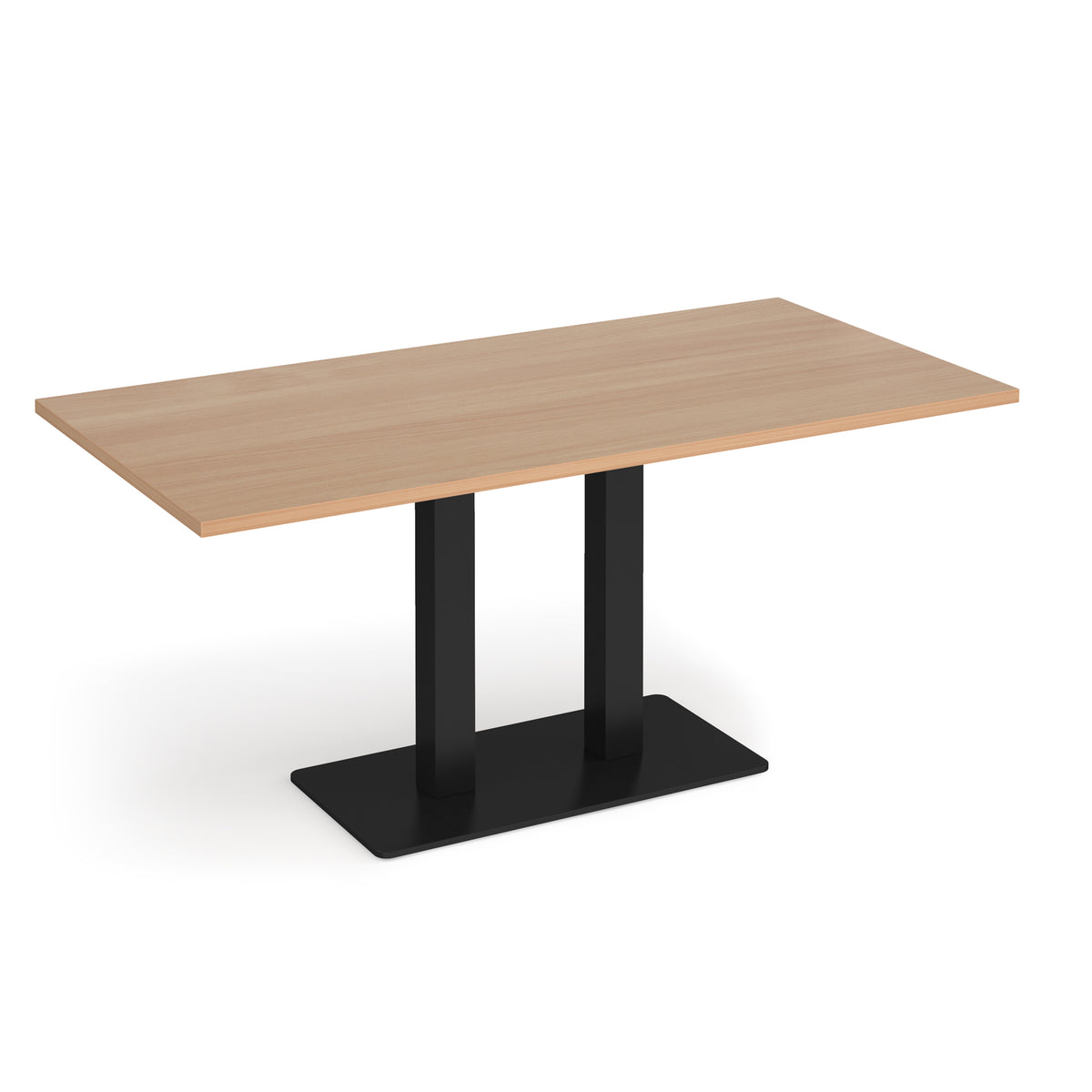 Eros rectangular dining table with flat black rectangular base and twin uprights 1600mm x 800mm - Beech - view 1