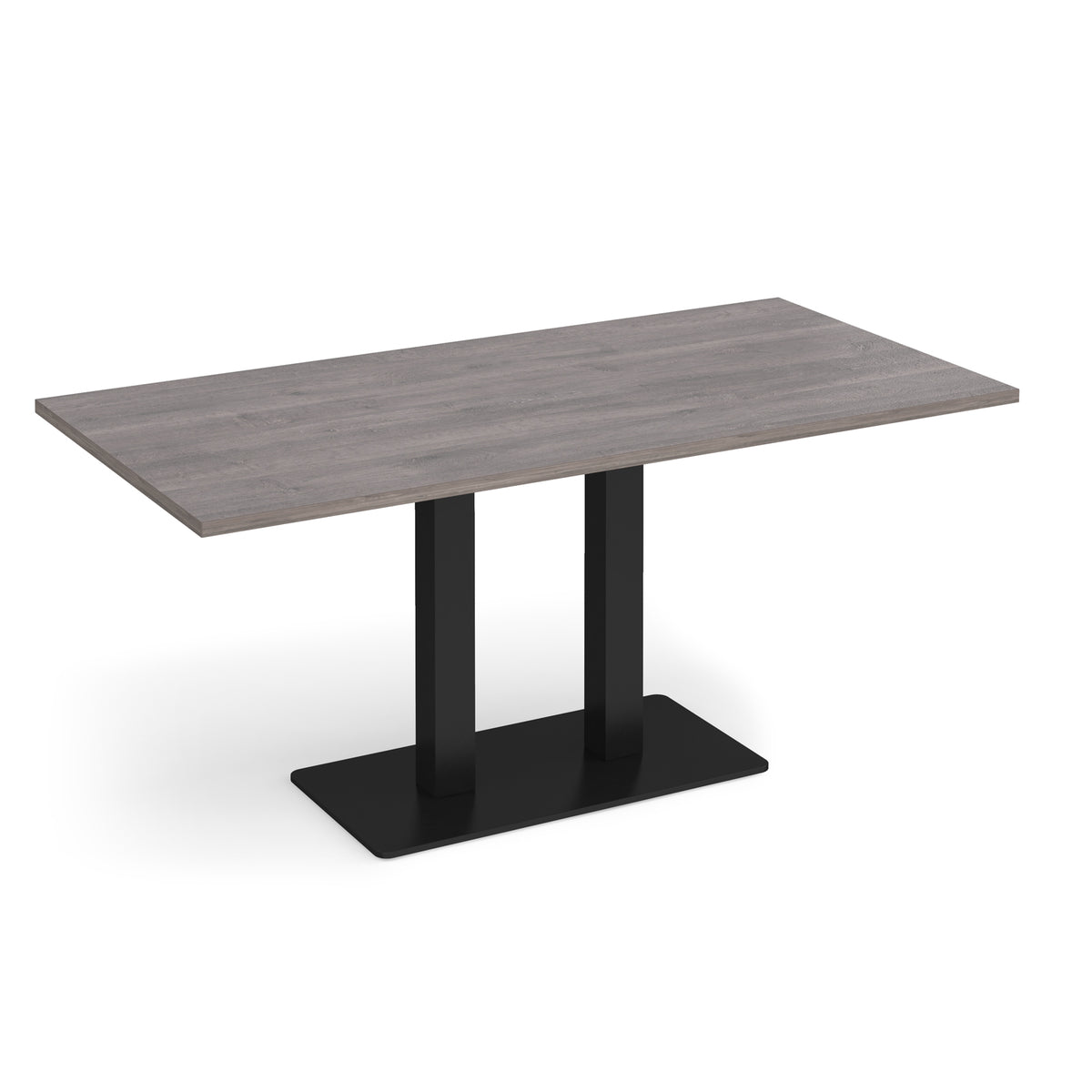 Eros rectangular dining table with flat black rectangular base and twin uprights 1600mm x 800mm - Grey Oak - view 1