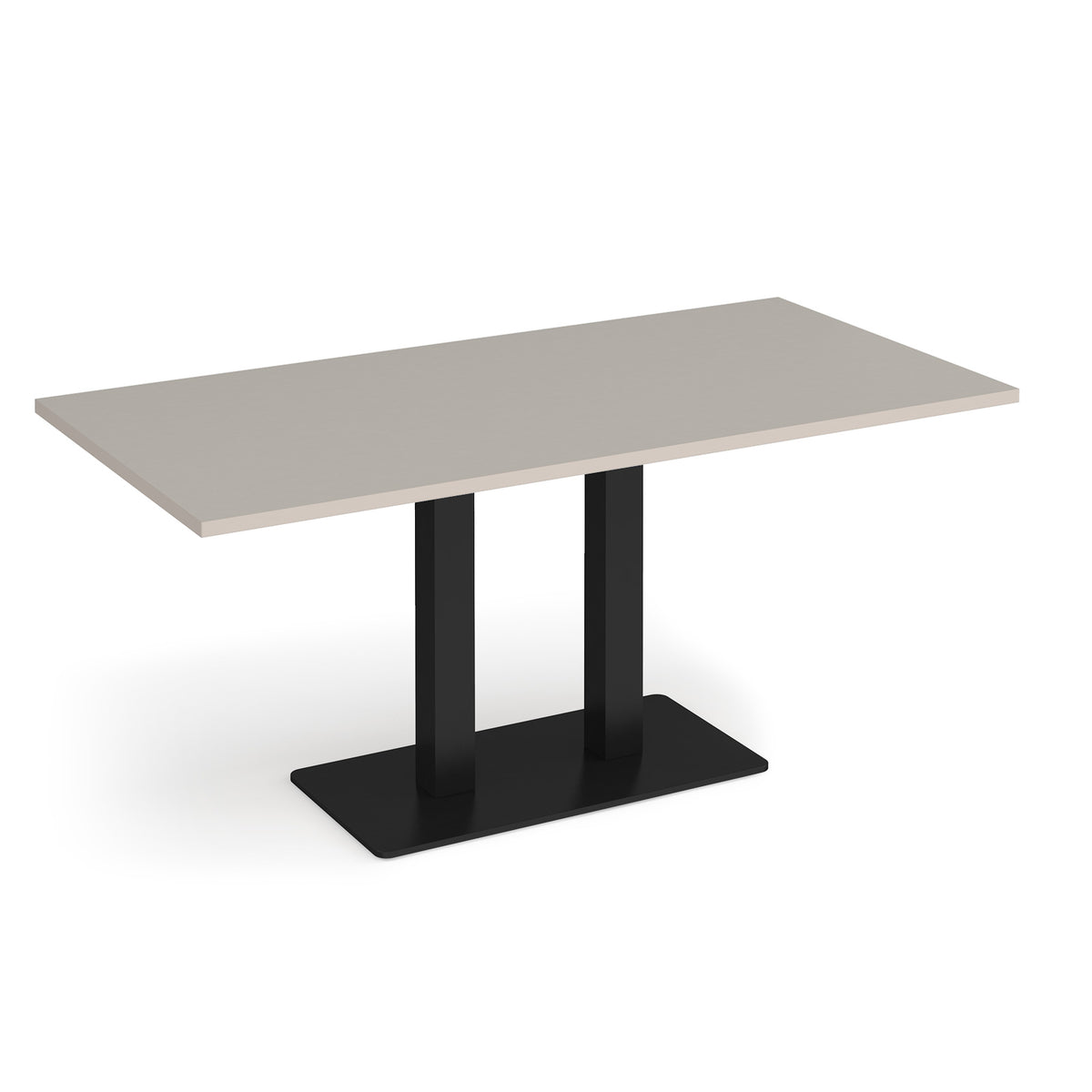 Eros rectangular dining table with flat black rectangular base and twin uprights 1600mm x 800mm - Light Grey - view 1