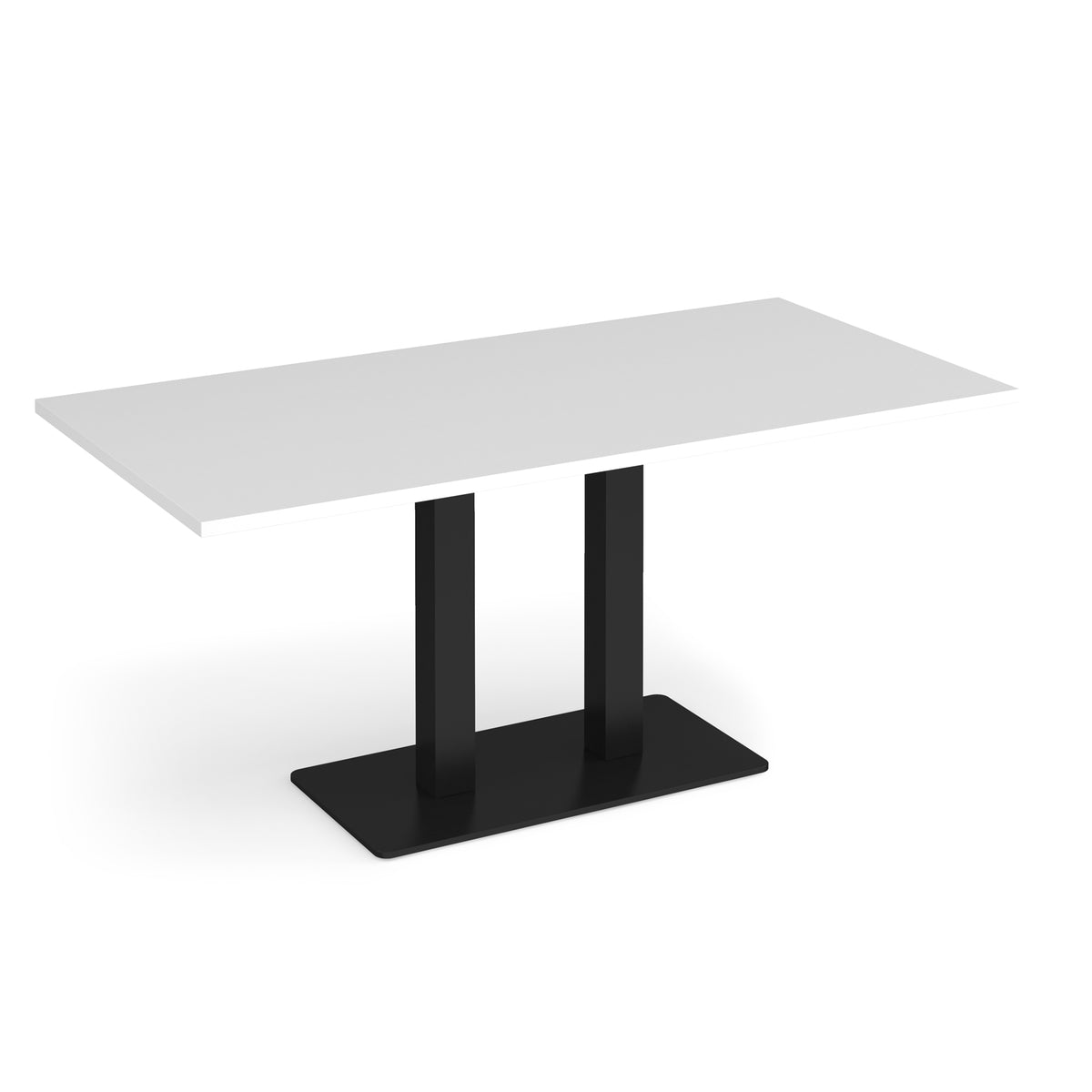 Eros rectangular dining table with flat black rectangular base and twin uprights 1600mm x 800mm - white - view 1