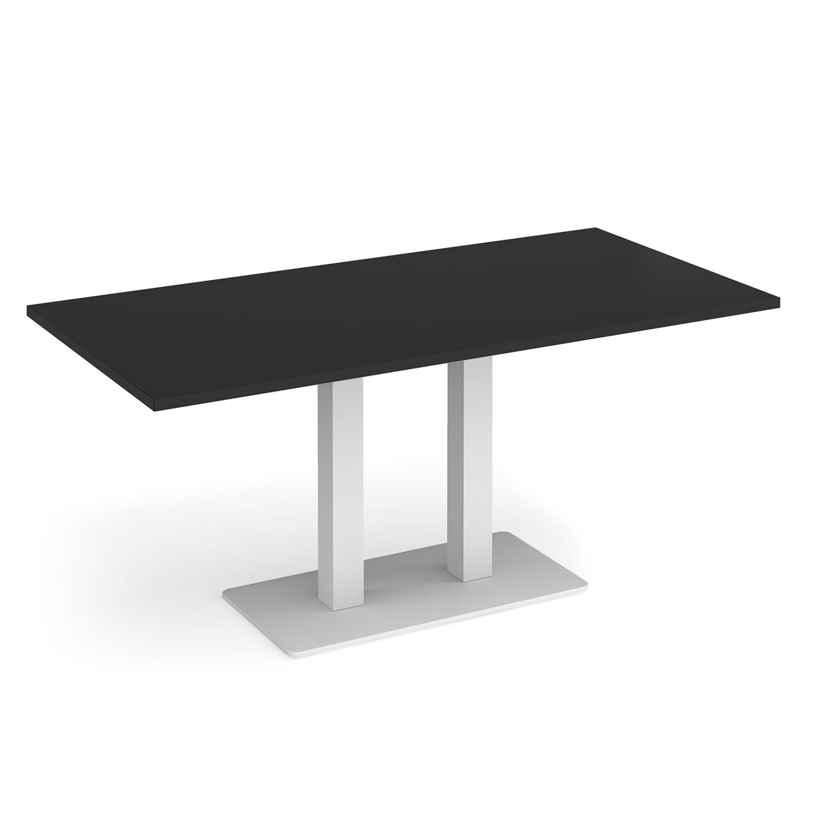 Eros rectangular dining table with flat white rectangular base and twin uprights 1600mm x 800mm - Black - view 1