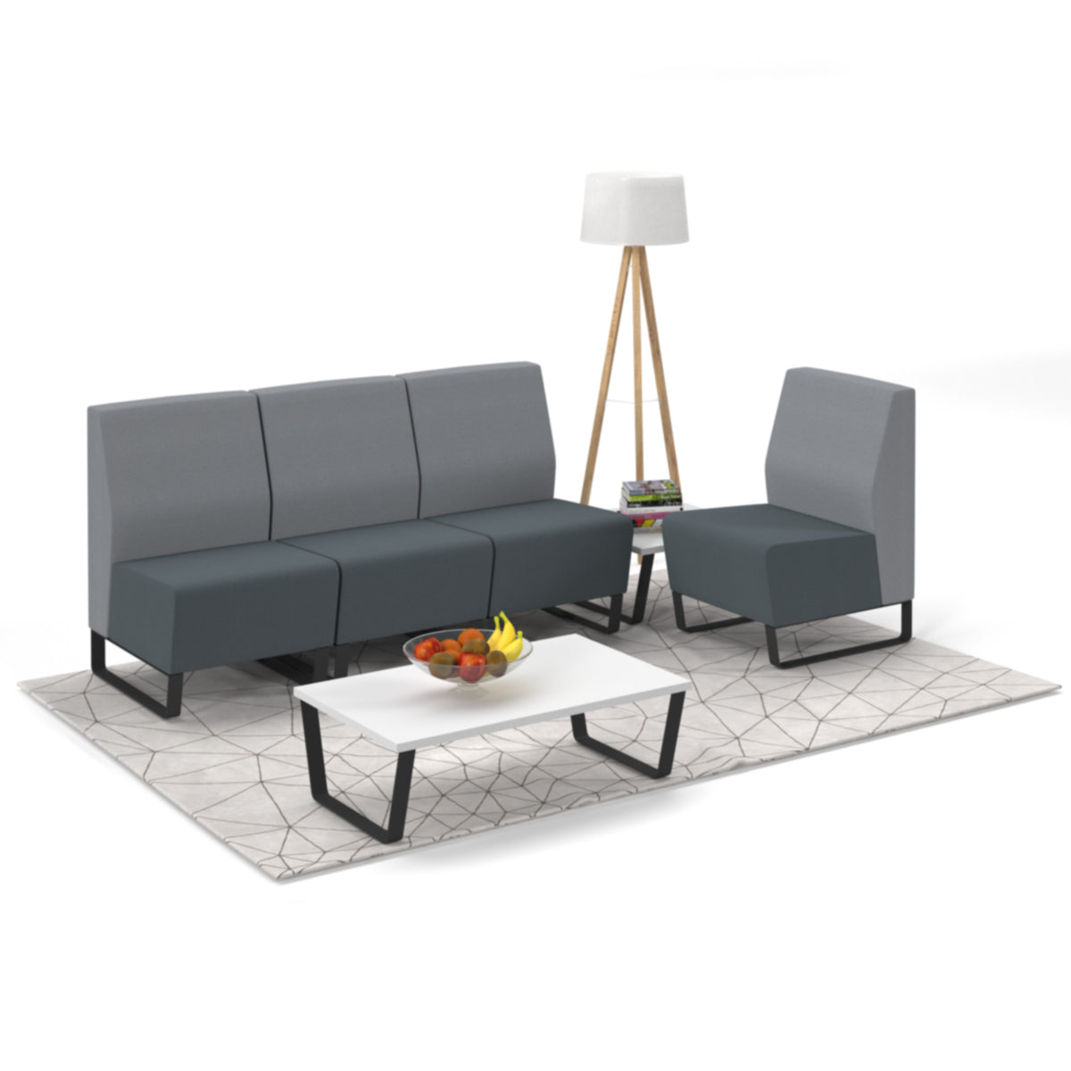 Encore modular coffee table with black sled frame - white - view 2