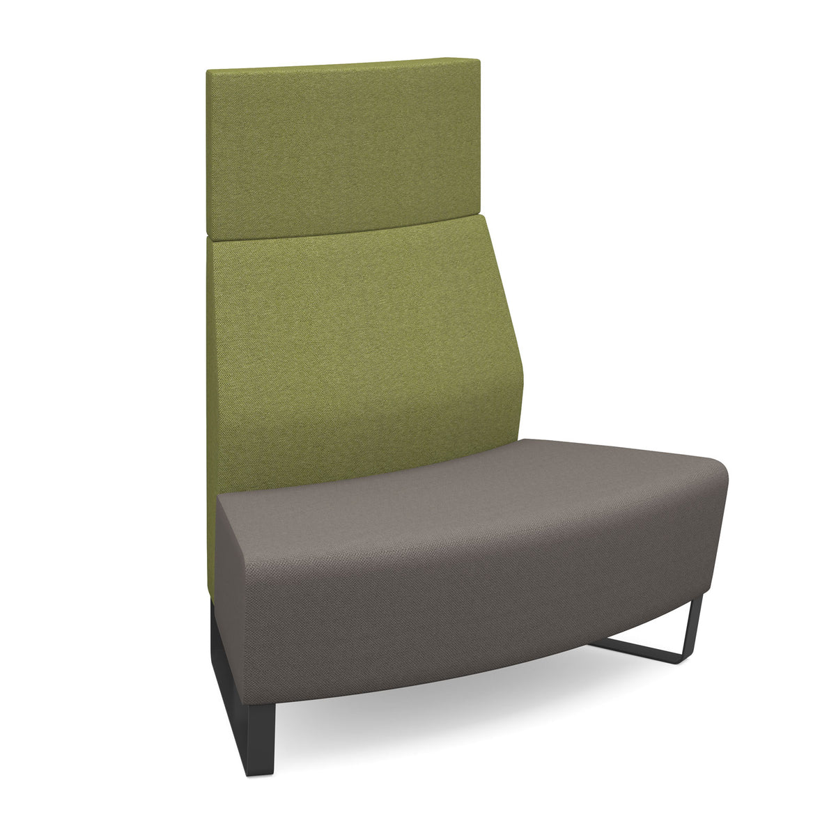 Encore modular double seater convex high back sofa with no arms and black sled frame - view 1