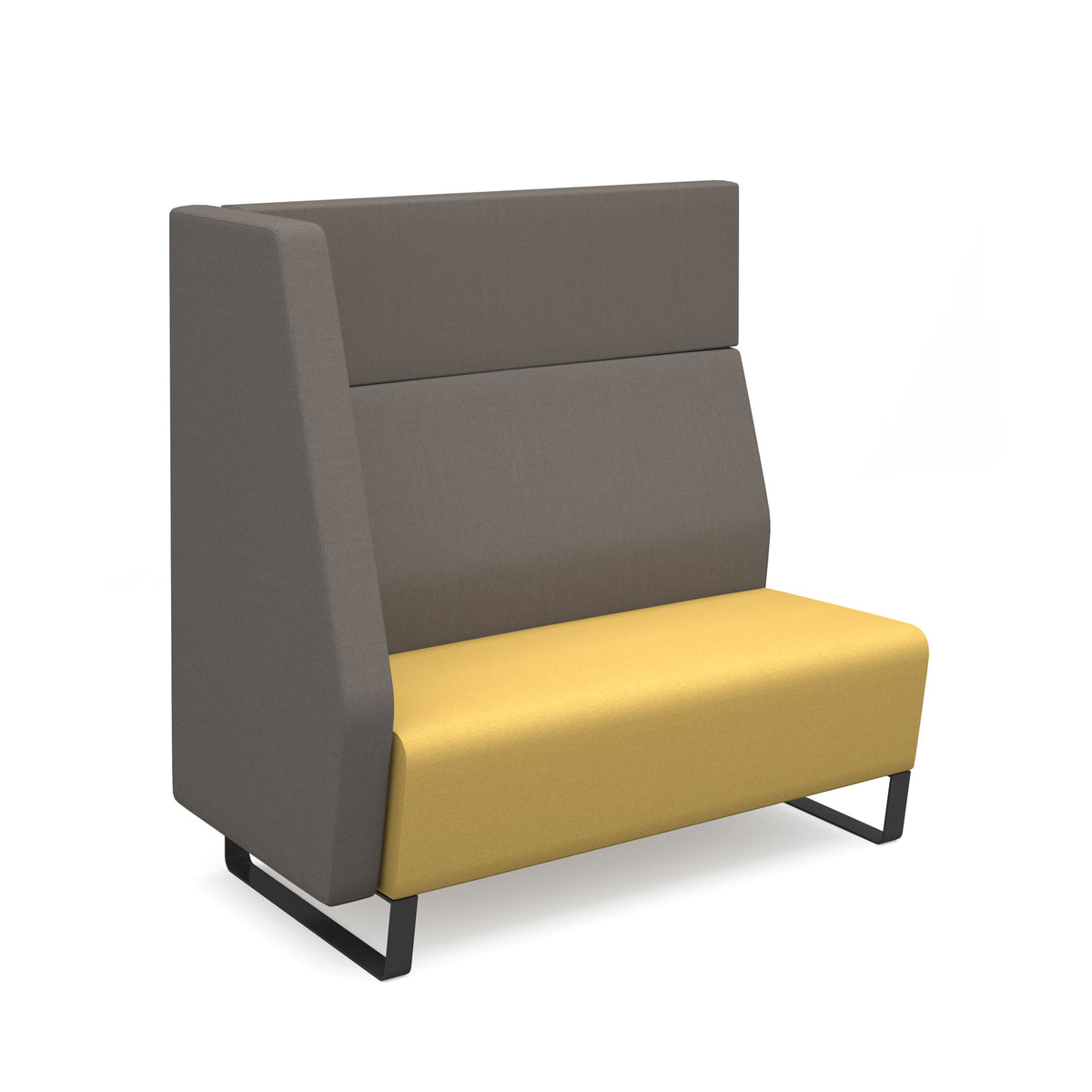 Encore modular double seater high back sofa with right hand arm and black sled frame - view 1
