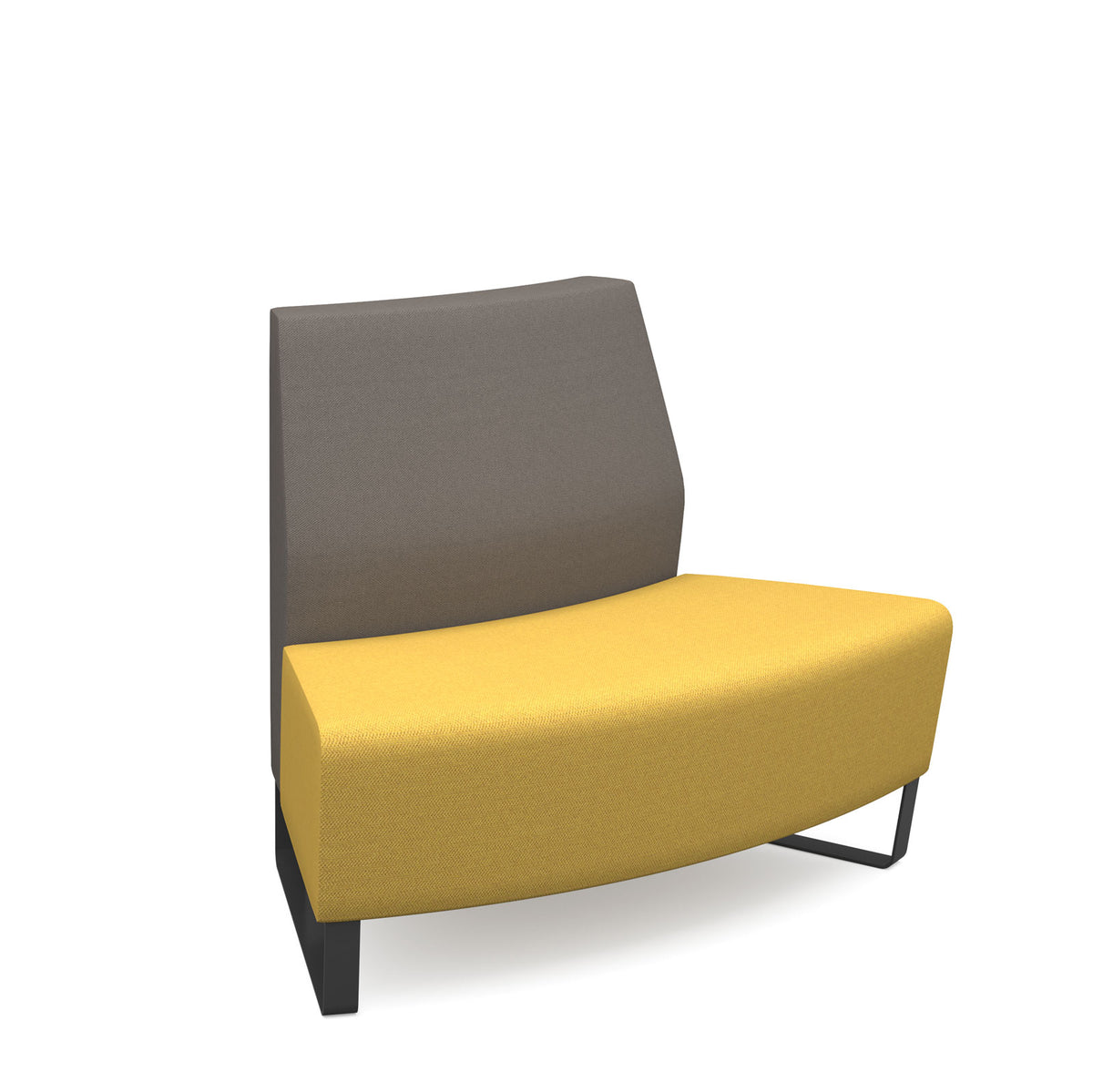 Encore modular double seater convex low back sofa with no arms and black sled frame - view 1