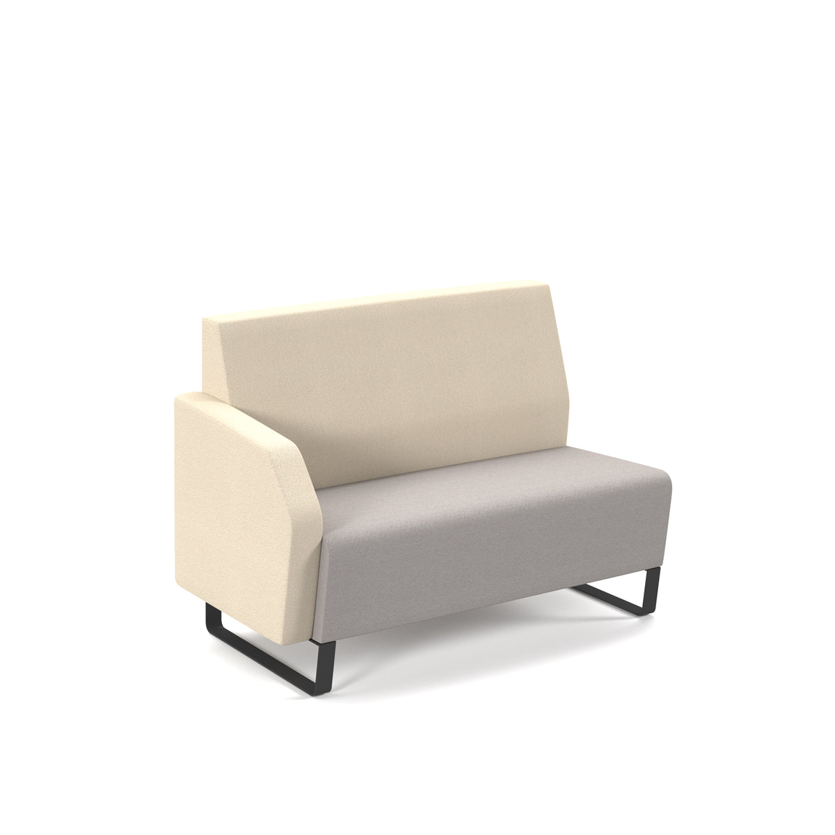 Encore modular double seater low back sofa with right hand arm and black sled frame - view 1