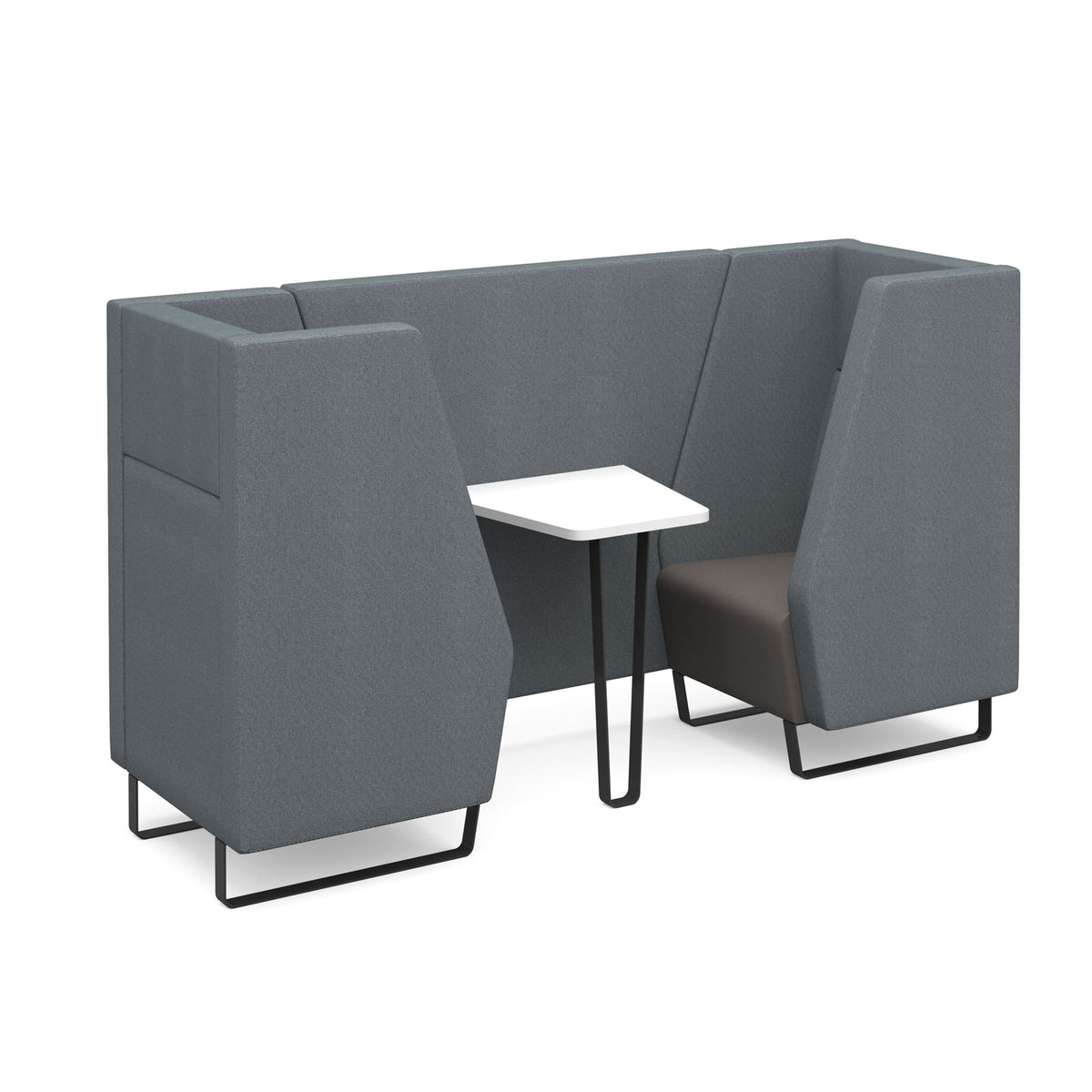 Encore high back 2 person meeting booth with table and black sled frame - made to order - view 1