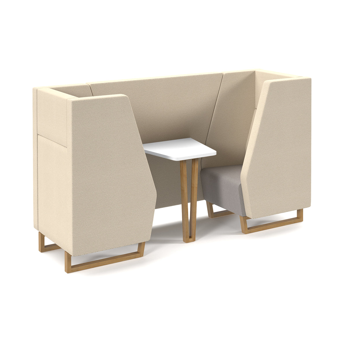 Encore high back 2 person meeting booth with table and wooden sled frame - made to order - view 1