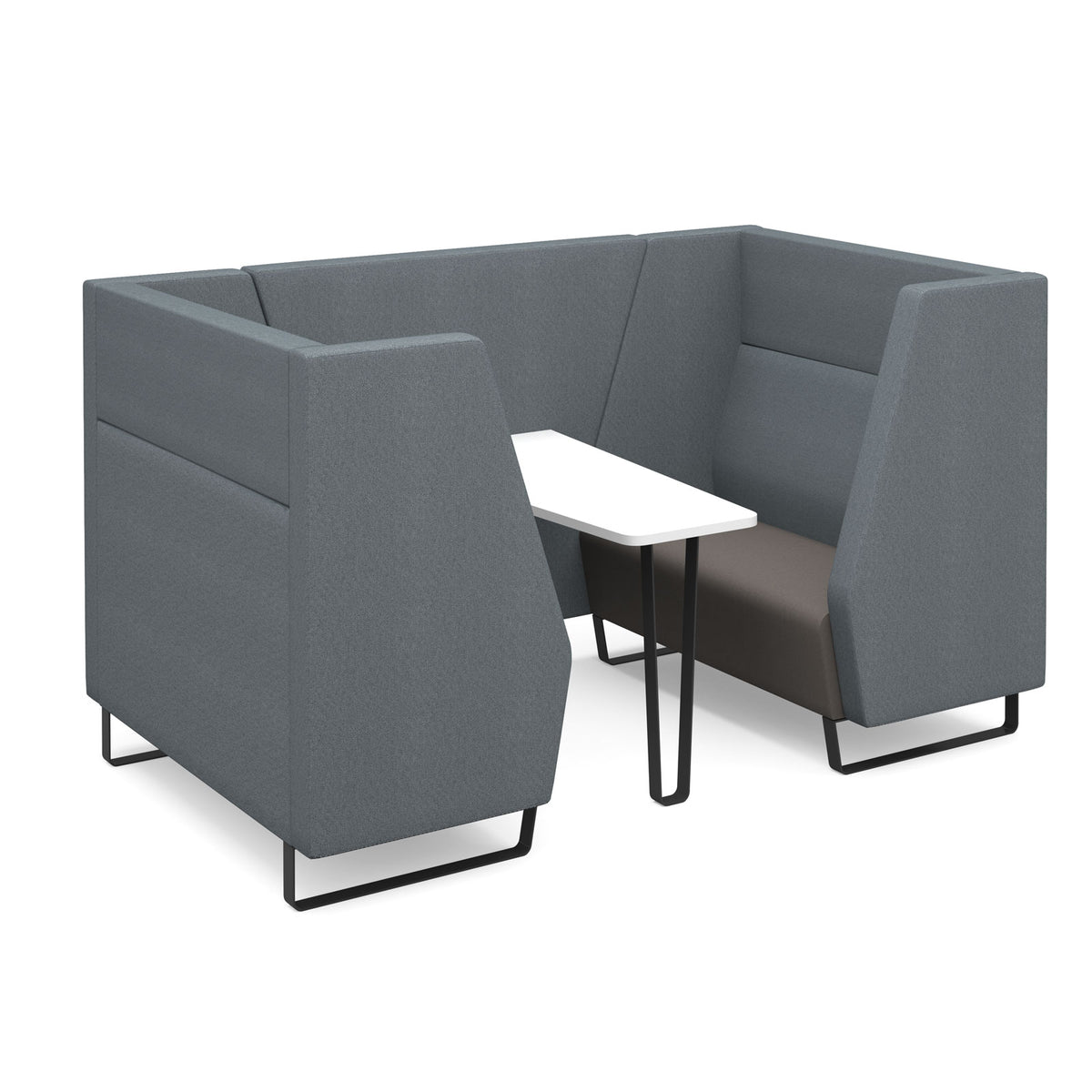 Encore high back 4 person meeting booth with table and black sled frame - made to order - view 1