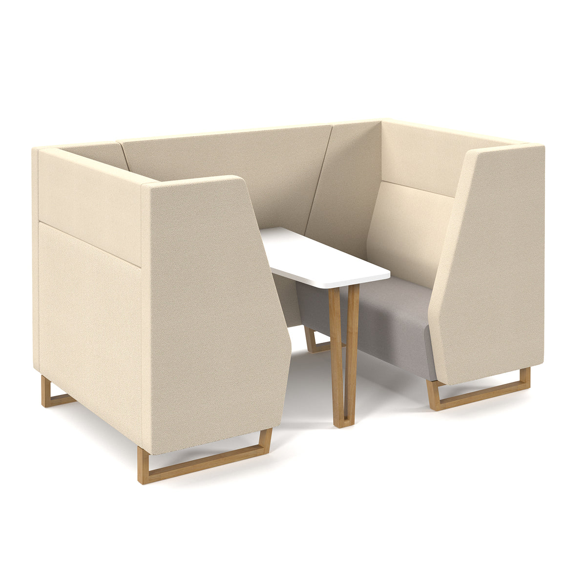 Encore high back 4 person meeting booth with table and wooden sled frame - made to order - view 1
