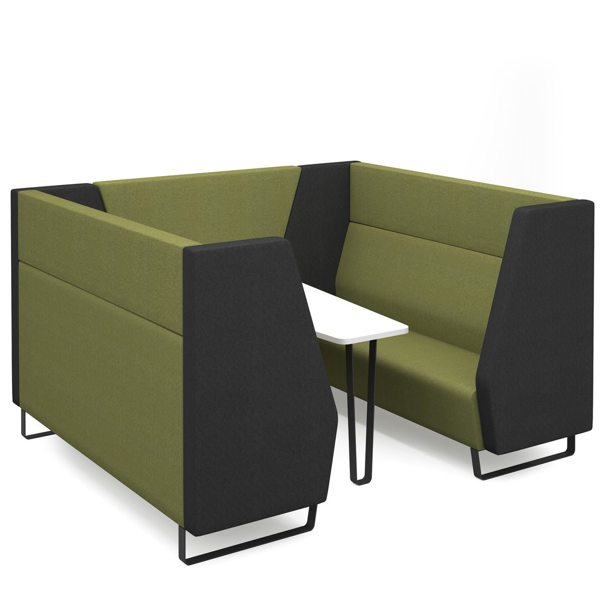 Encore high back 6 person meeting booth with table and black sled frame - made to order - view 1