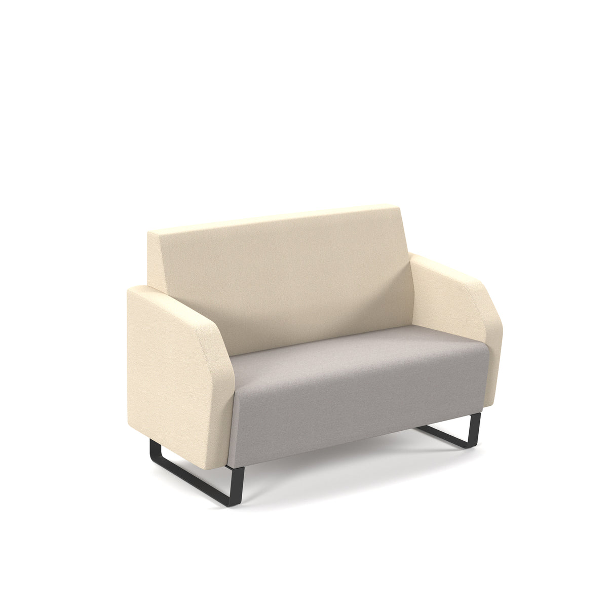 Encore low back 2 seater sofa 1200mm wide with black sled frame - view 1