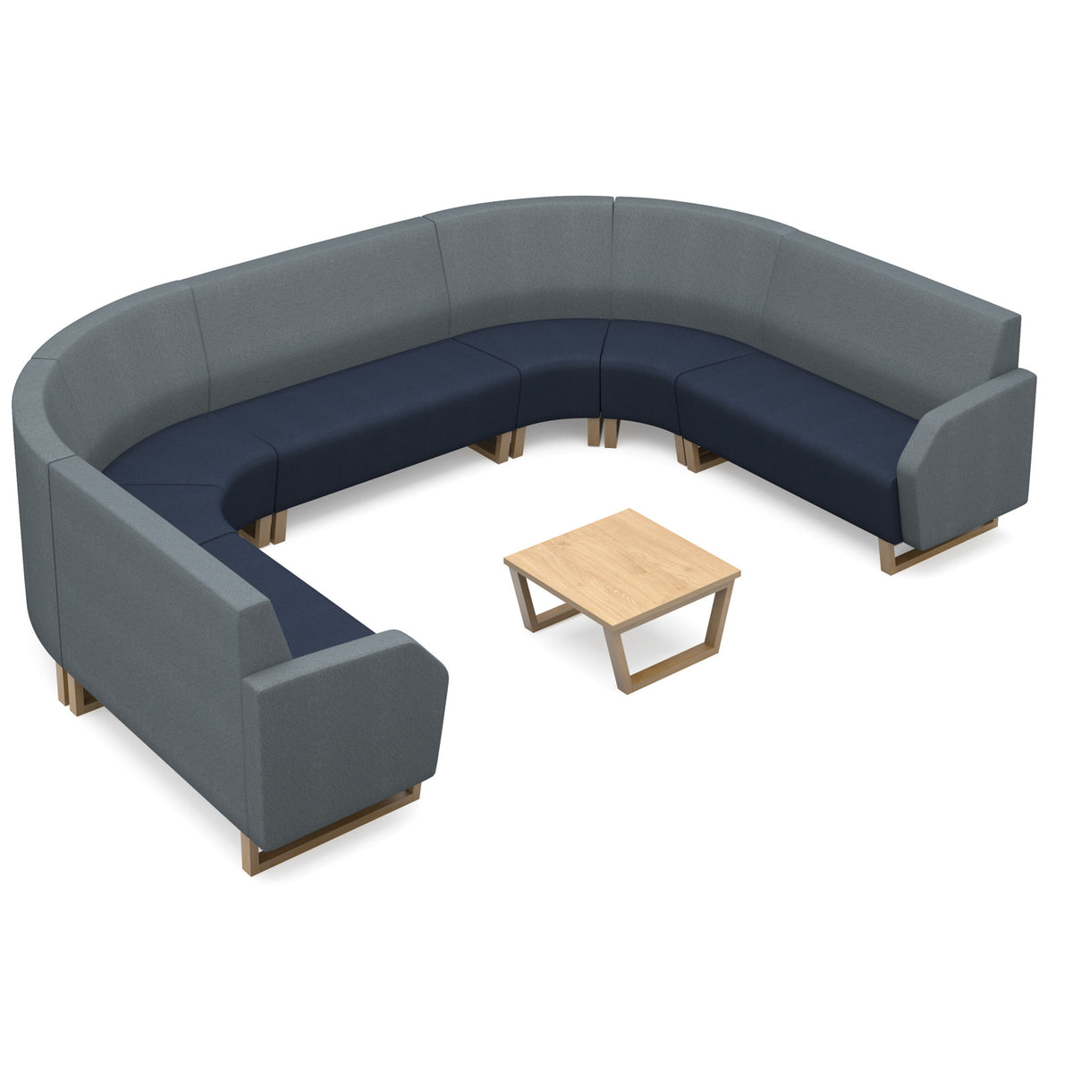 Encore modular single seater concave low back sofa with no arms and black sled frame - view 4