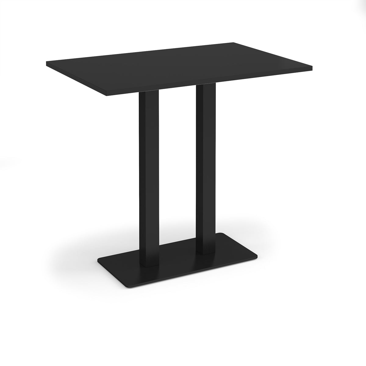 Eros rectangular poseur table with flat black rectangular base and twin uprights 1200mm x 800mm - Black - view 1
