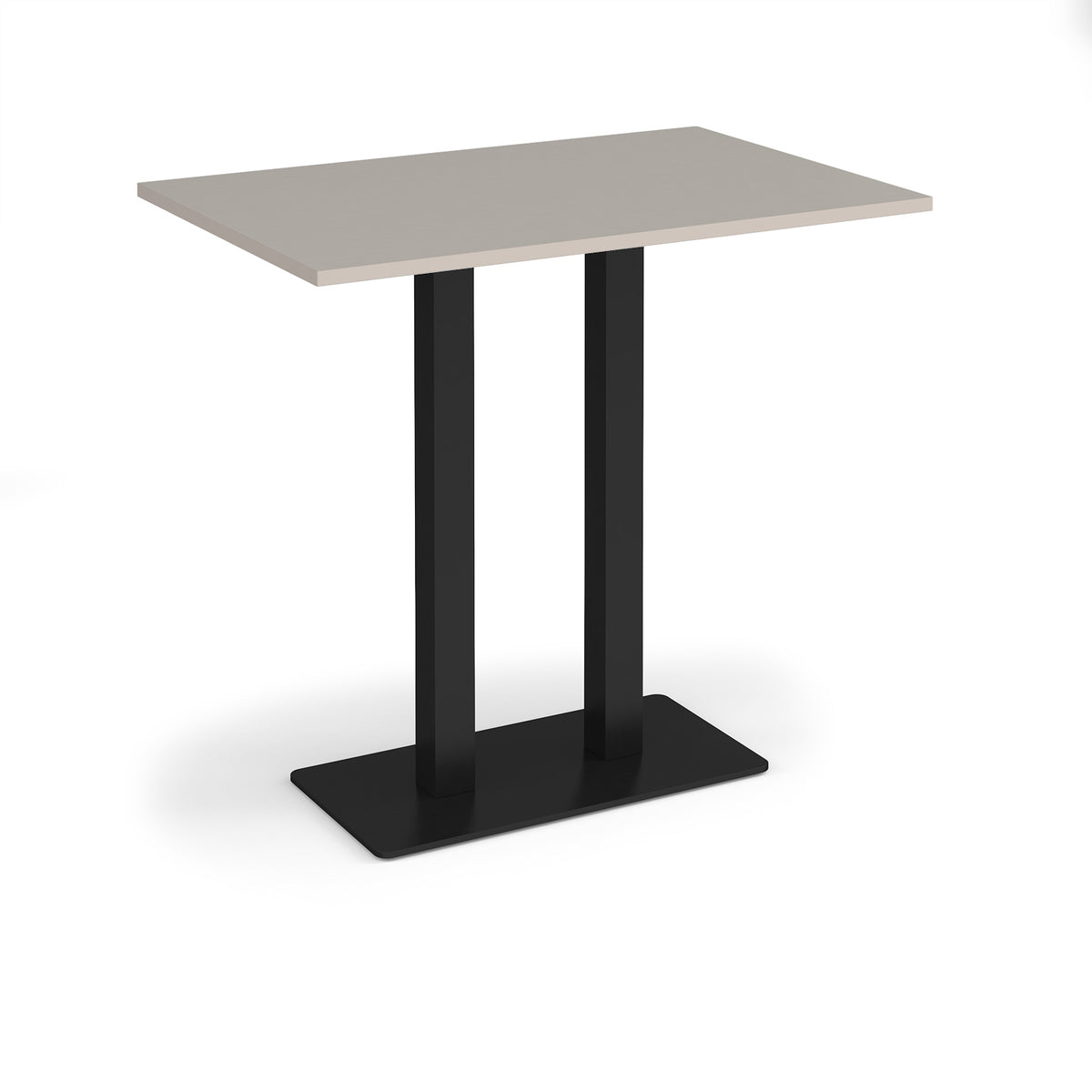 Eros rectangular poseur table with flat black rectangular base and twin uprights 1200mm x 800mm - Light Grey - view 1